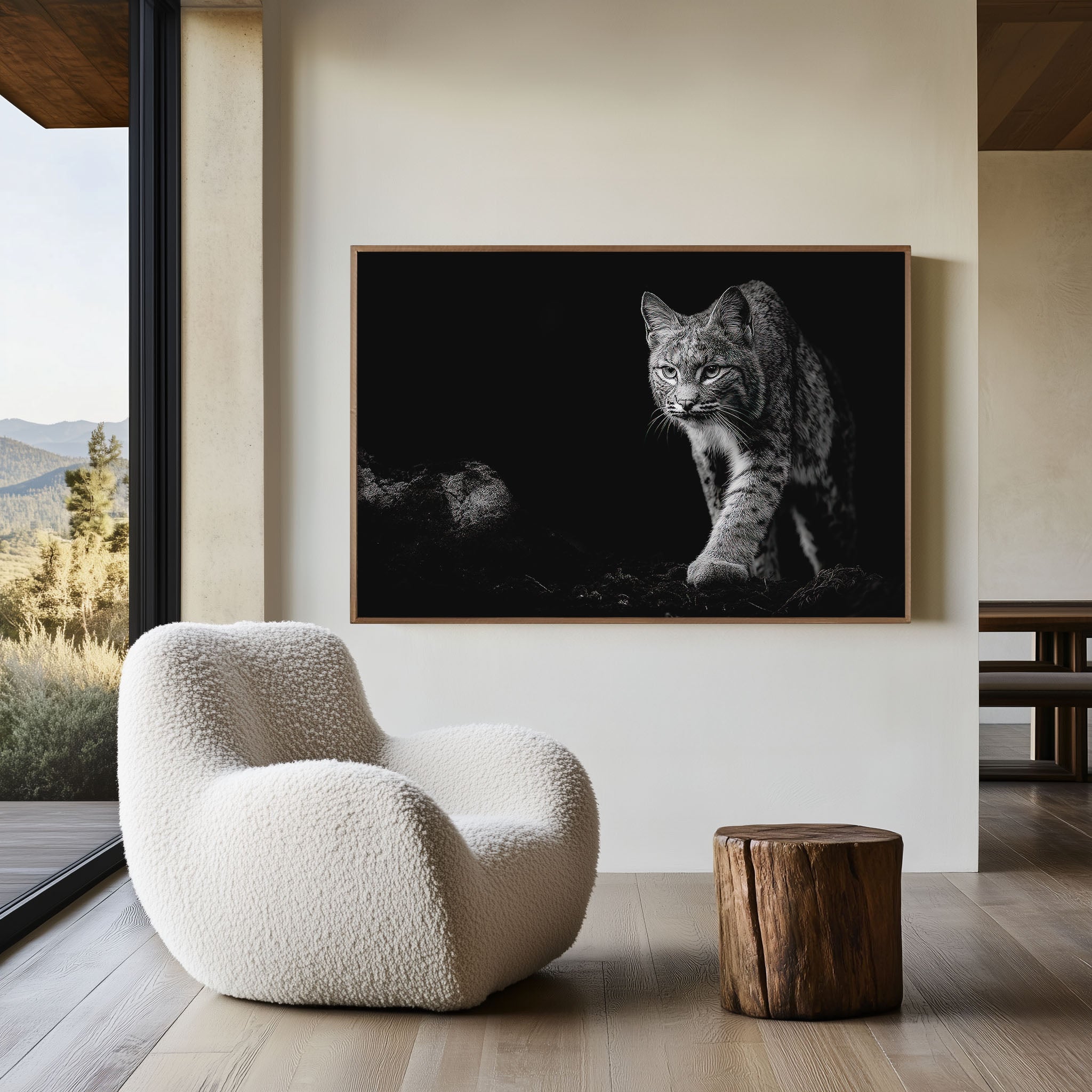 Lynx Black and White Wildlife Wall Art