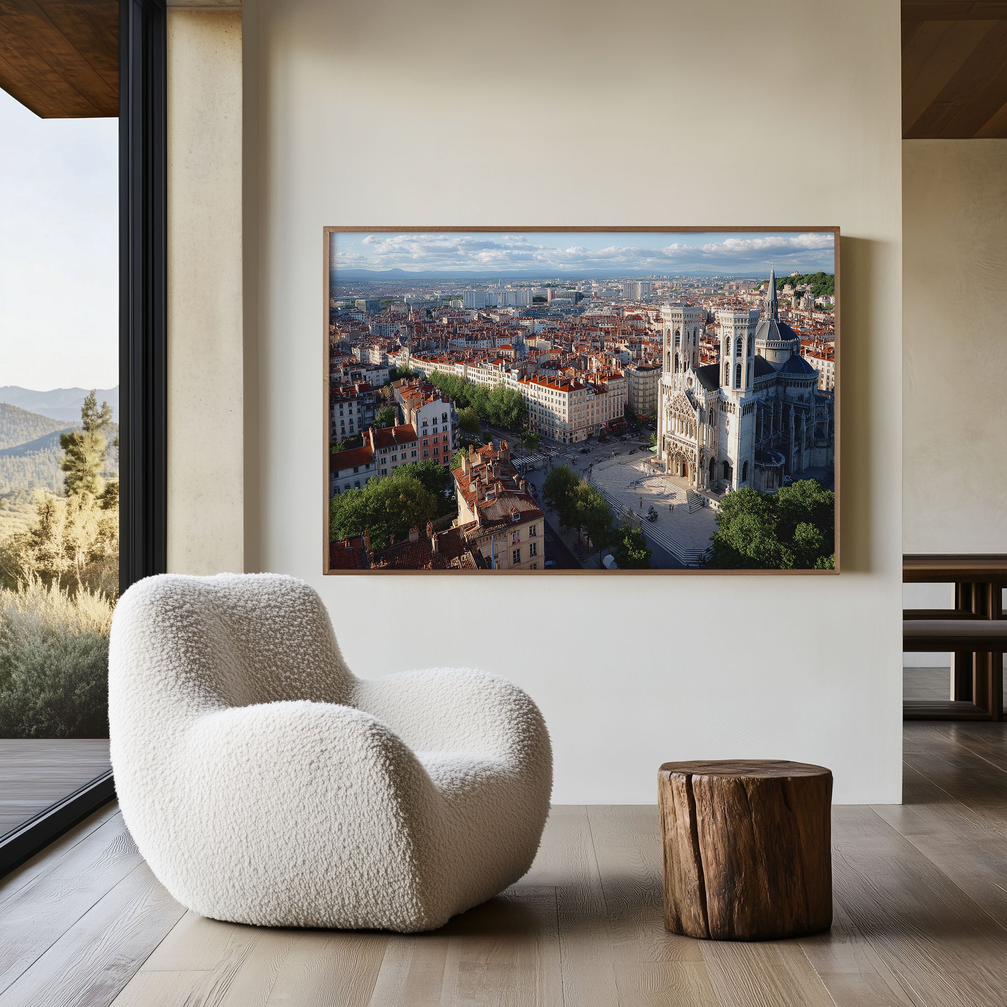 Lyon France Basilica Cityscape Wall Art Print – European Skyline Panorama