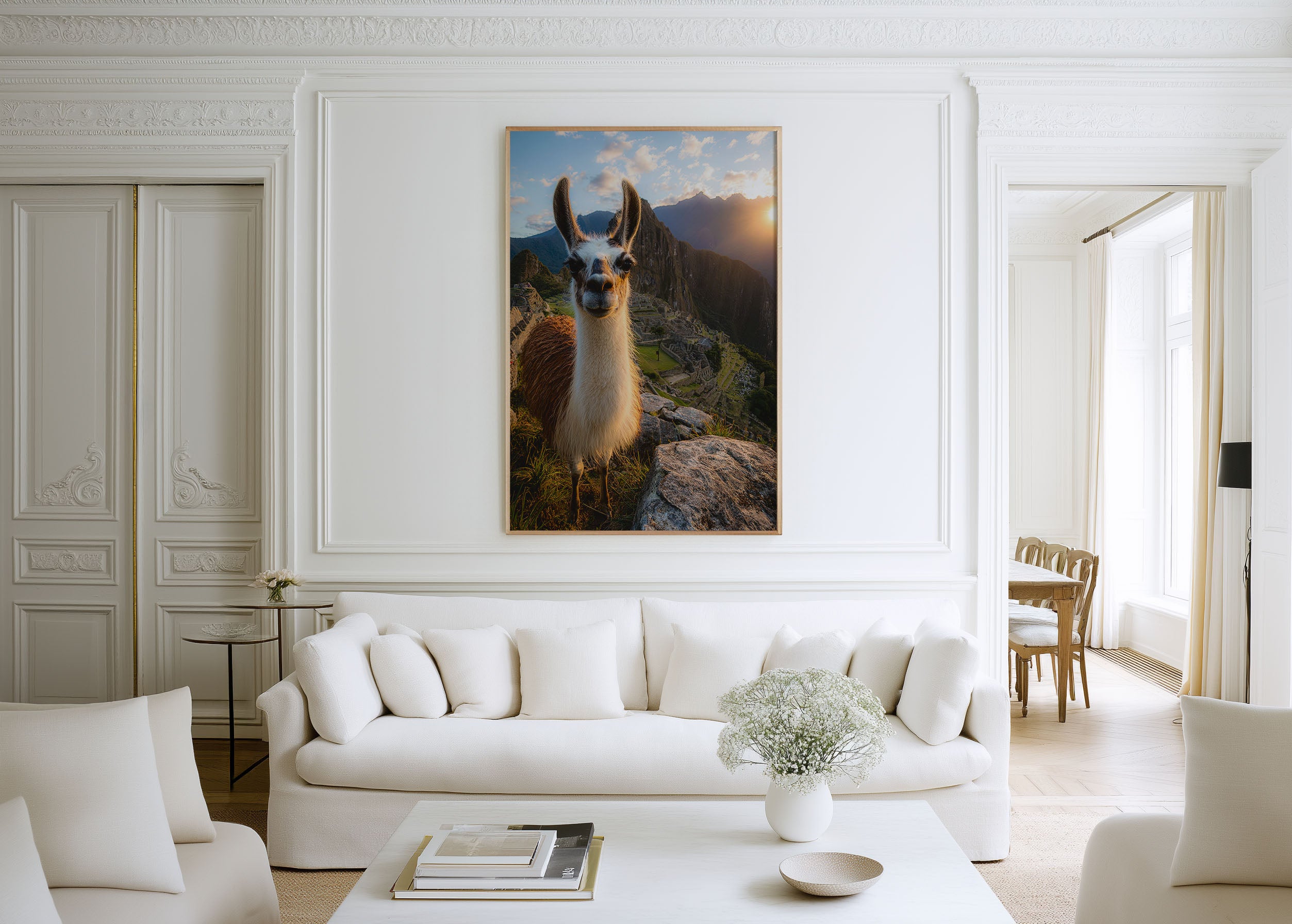 Machu Picchu Llama Wall Art Print – Peru Mountain Landscape Canvas & Framed Travel Decor