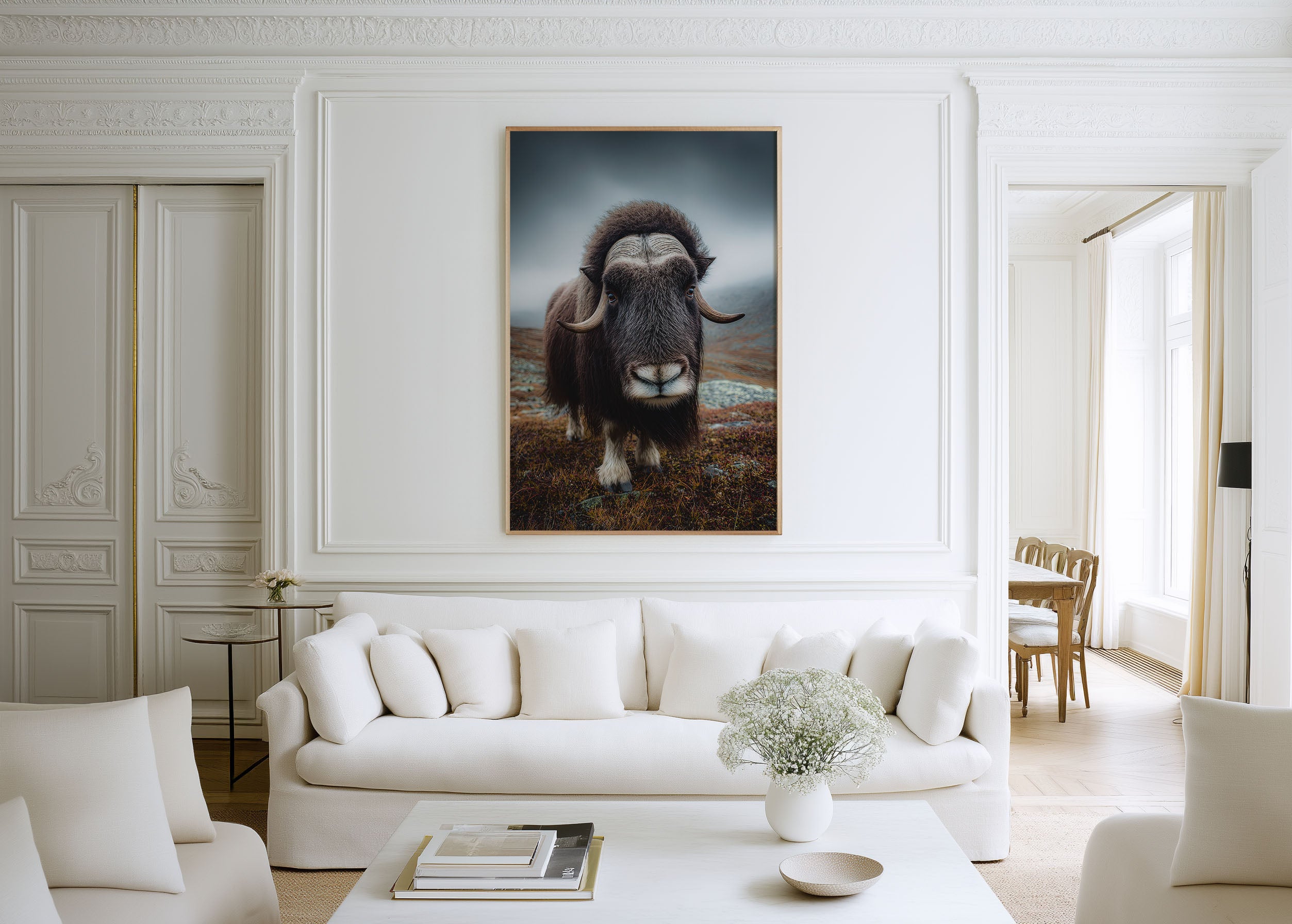 Musk Ox Wall Art Print – Arctic Wildlife Canvas & Framed Majestic Animal Landscape Decor