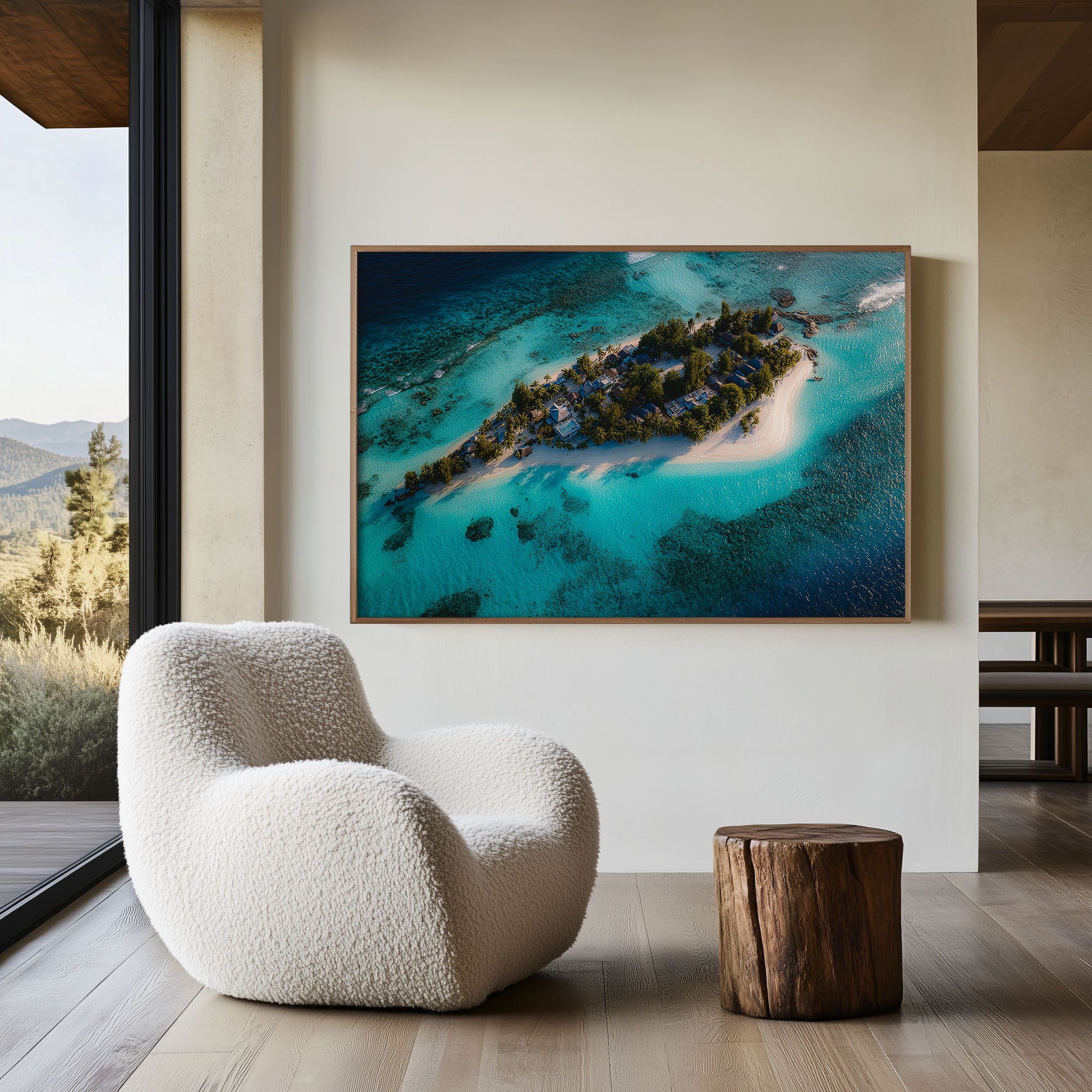 Maldives Island Lagoon Wall Art – Tropical Aerial Beach & Turquoise Ocean Print