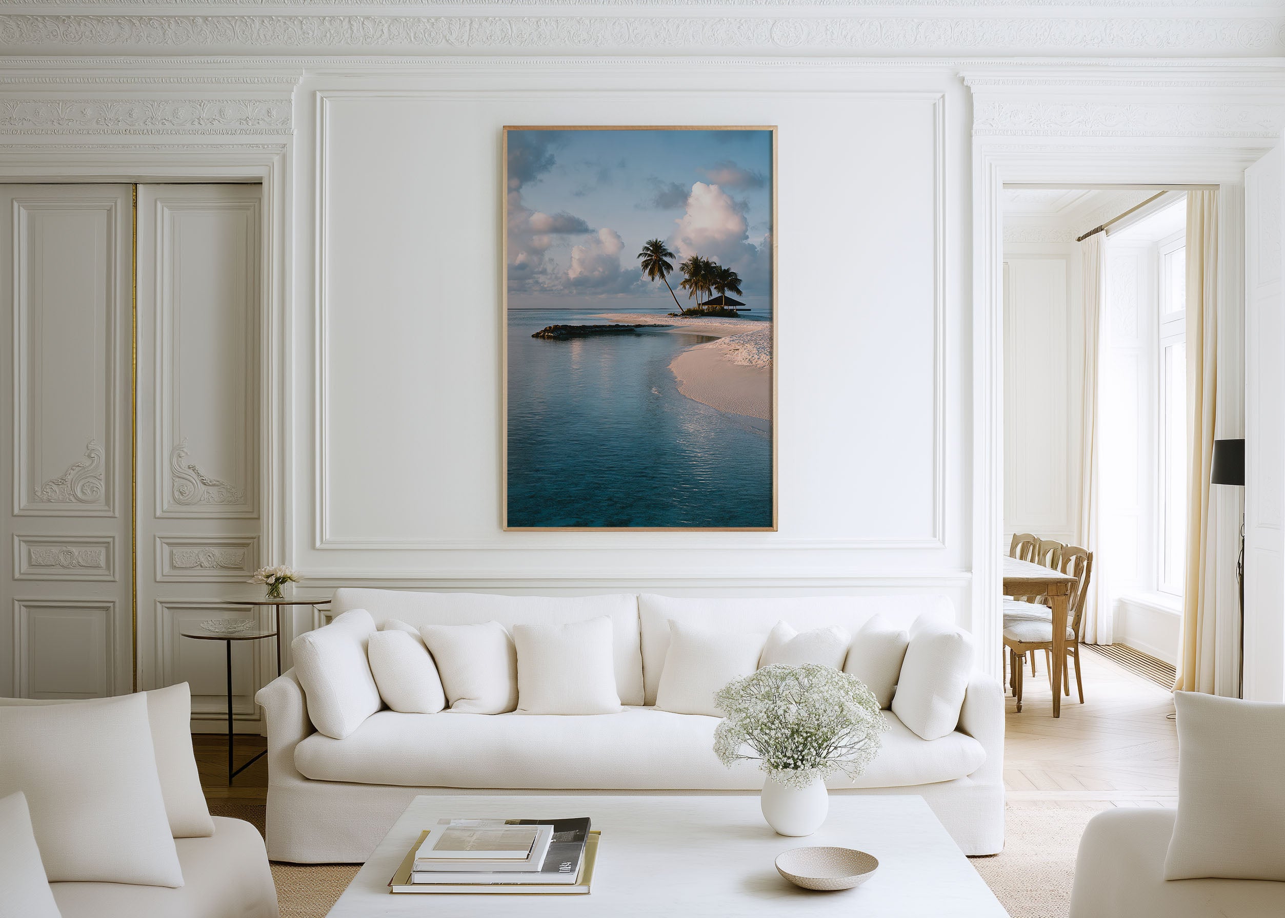 Maldives Sand Island Wall Art Print | Tropical Beach Palm Tree Photography | Coastal Paradise Poster | Beach House Home Decor