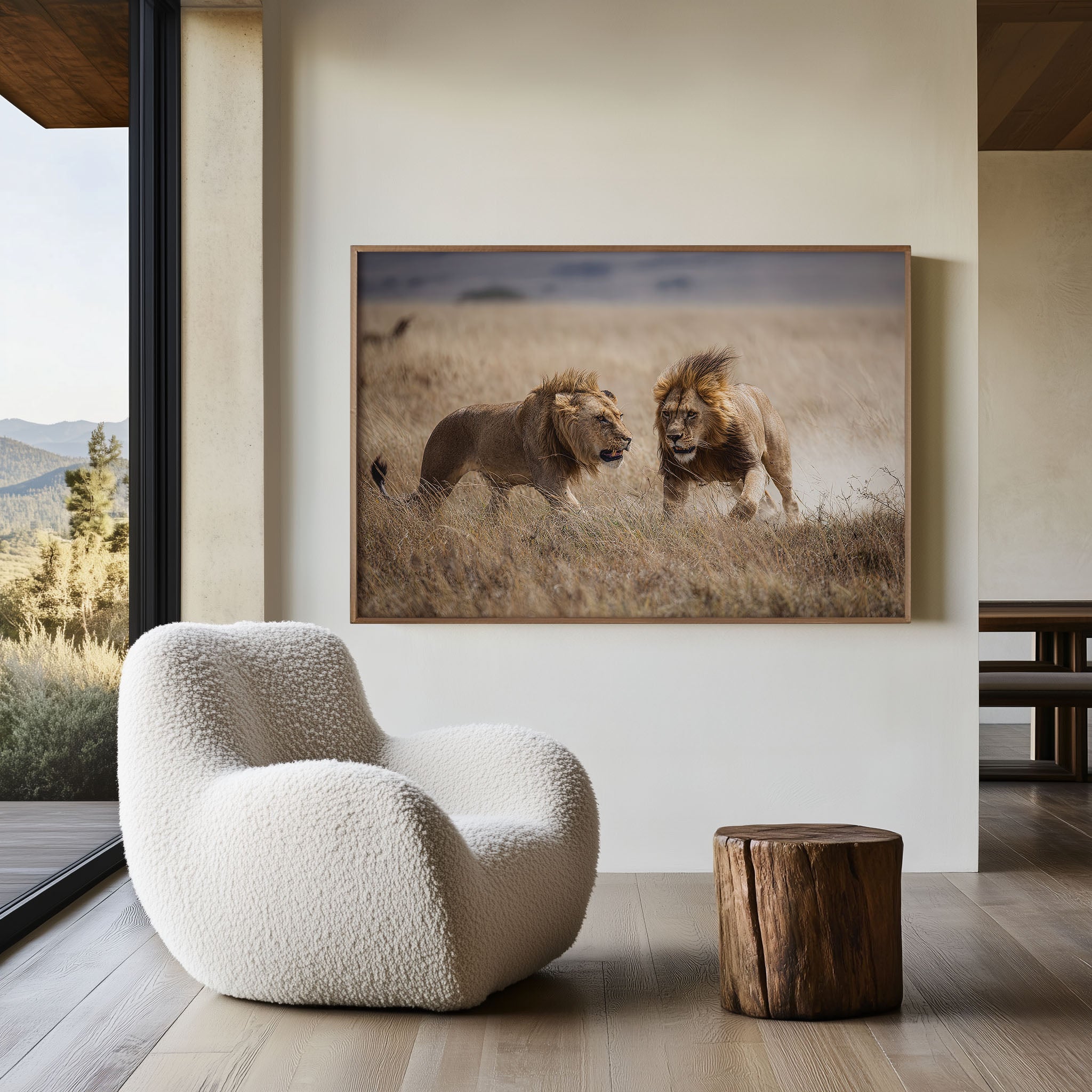 Male Lions Wall Art – African Plains Wildlife Print