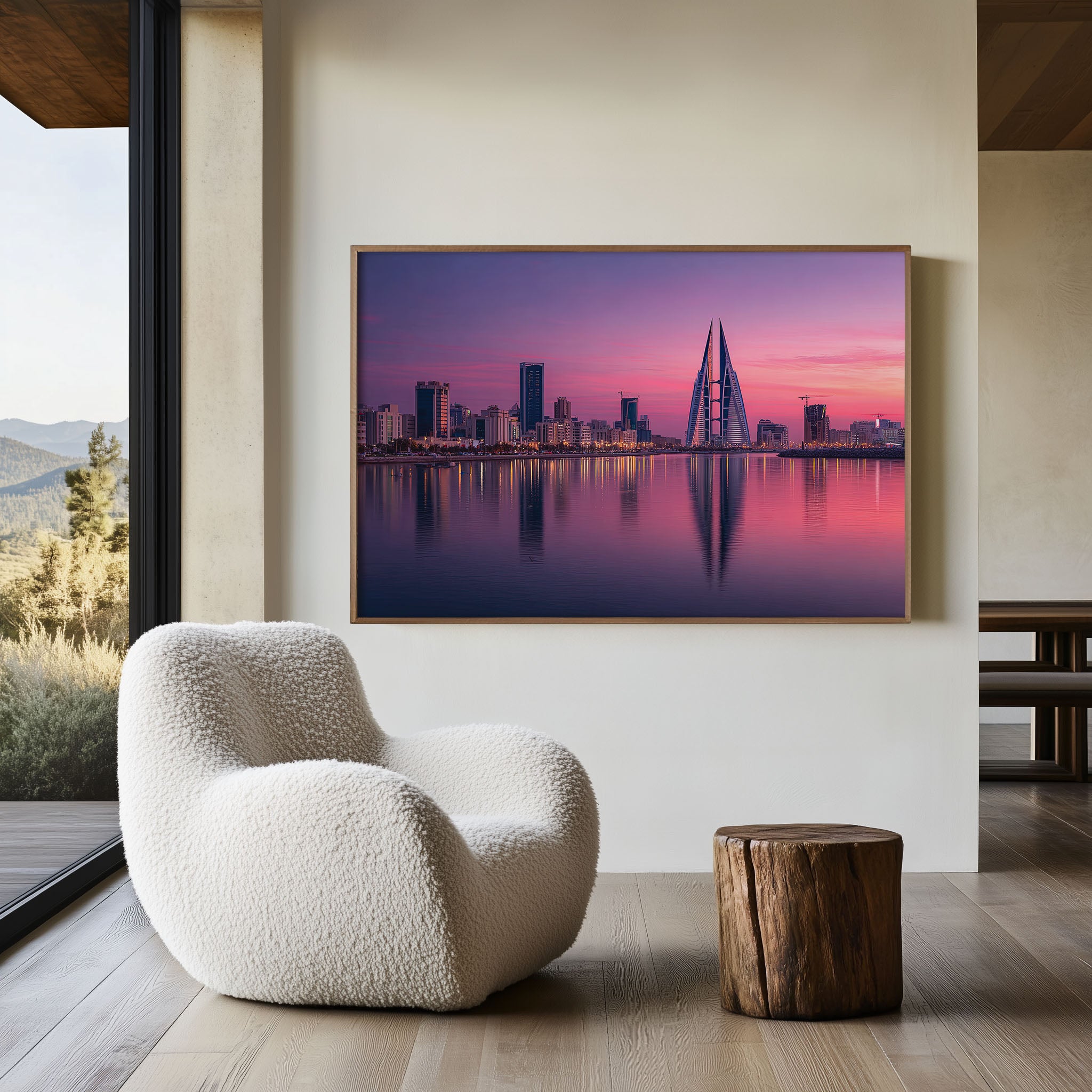 Manama Bahrain Skyline Sunset Wall Art | Bahrain Cityscape Print