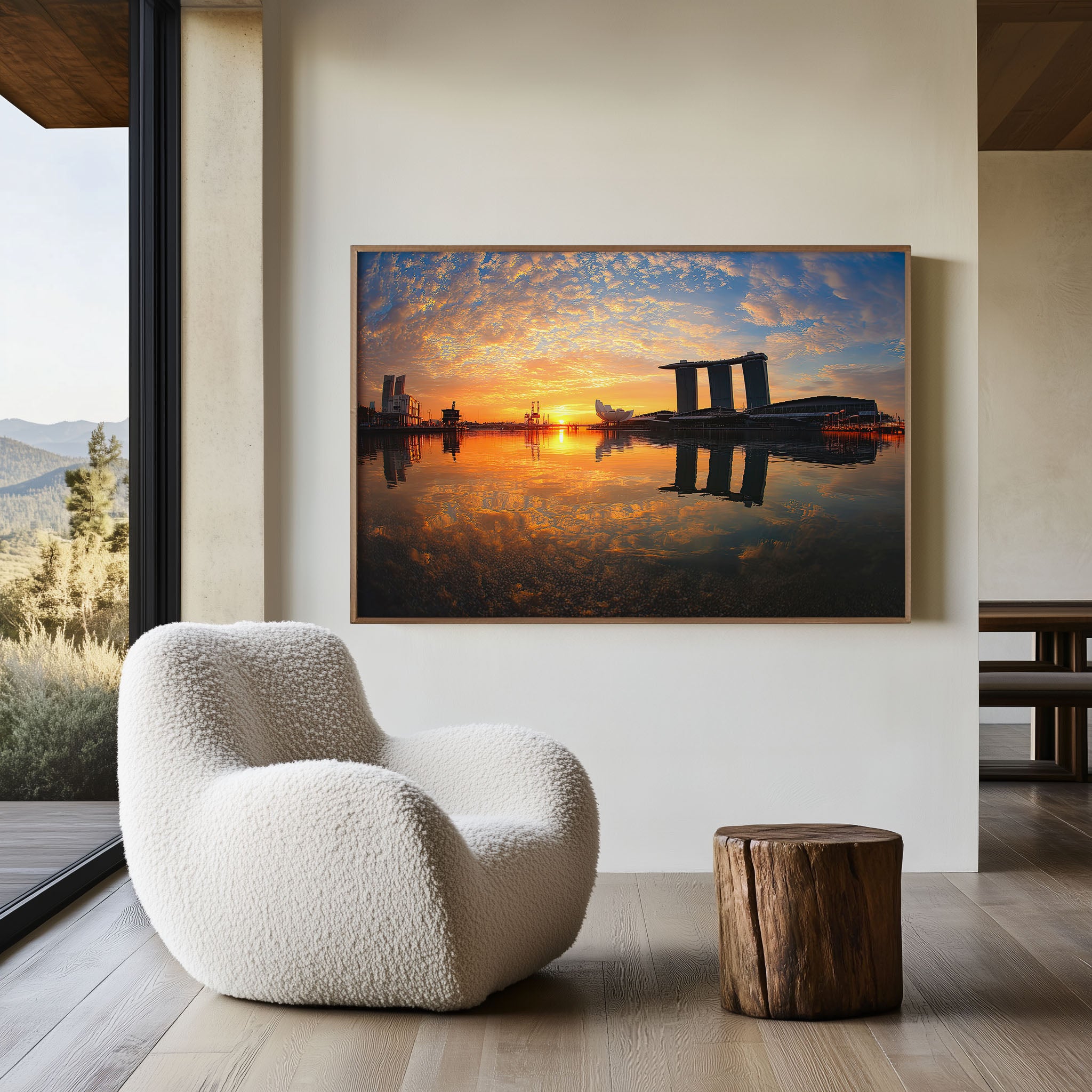 Marina Bay Sands Sunset Print – Singapore Skyline Wall Art