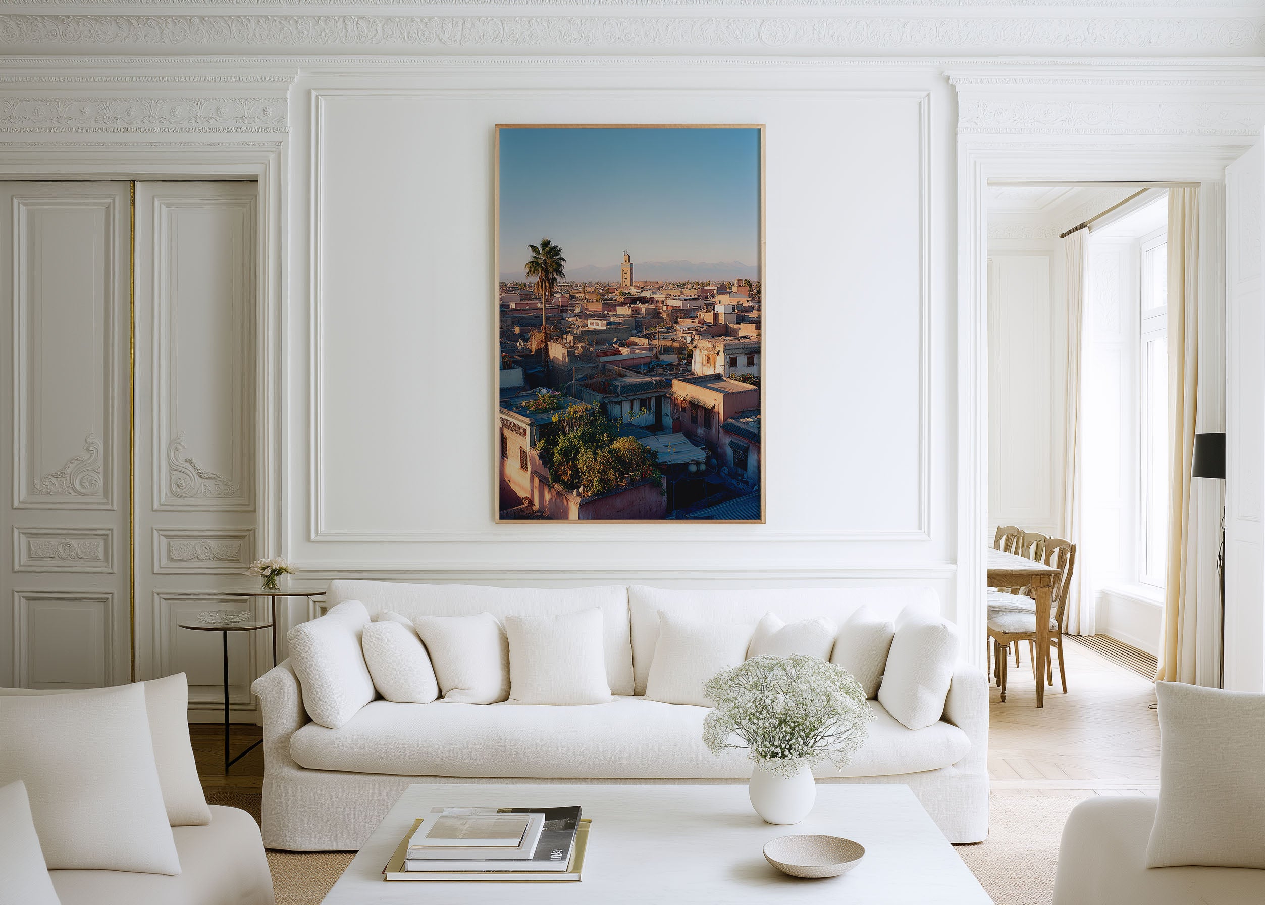 Marrakech Rooftop Wall Art Print | Koutoubia Mosque Medina Skyline Photography | Morocco Travel Poster | Boho Eclectic Home Decor