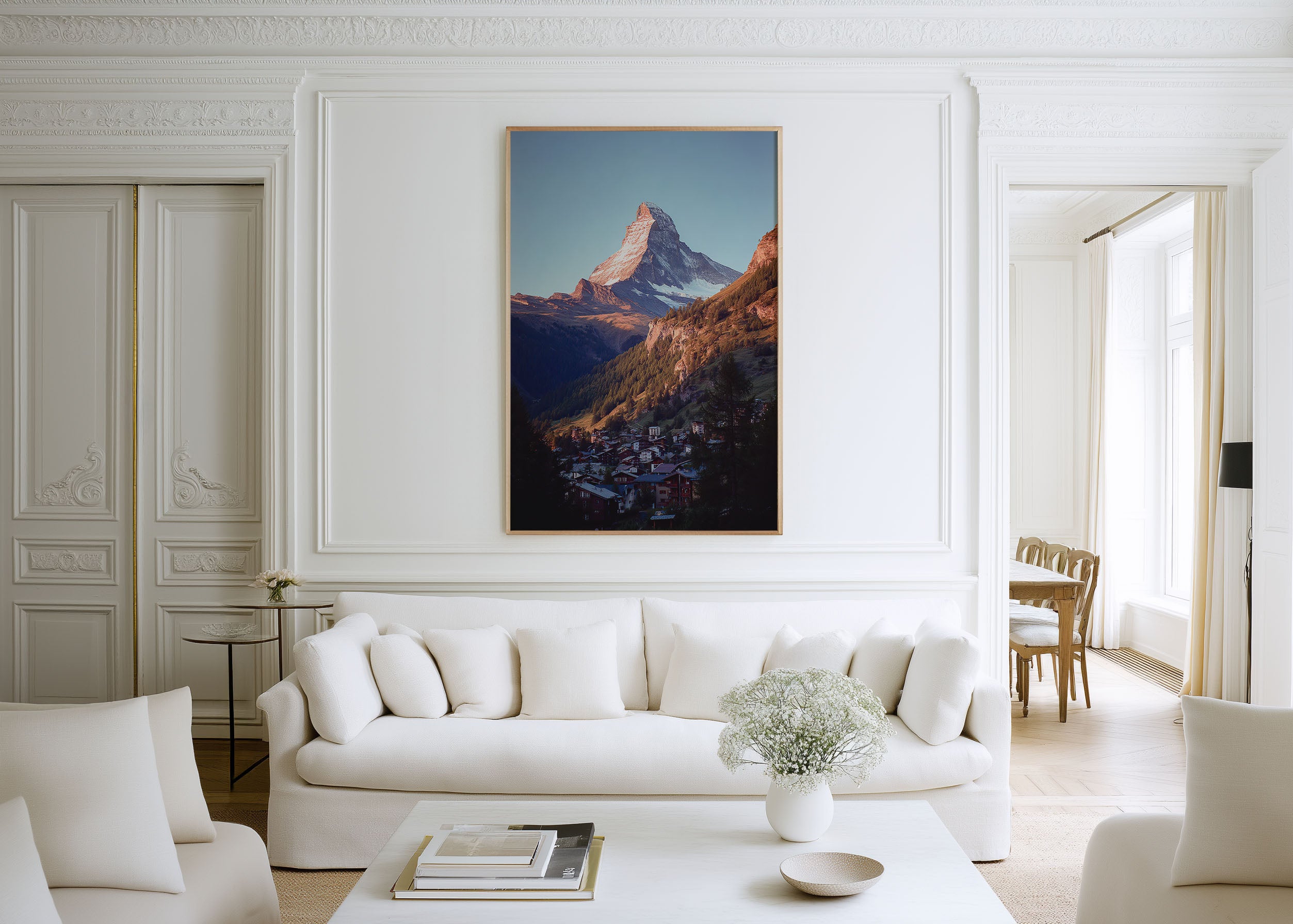Matterhorn Zermatt Wall Art Print | Swiss Alps Village Sunrise Alpenglow Photography | Switzerland Travel Poster | Alpine Home Decor
