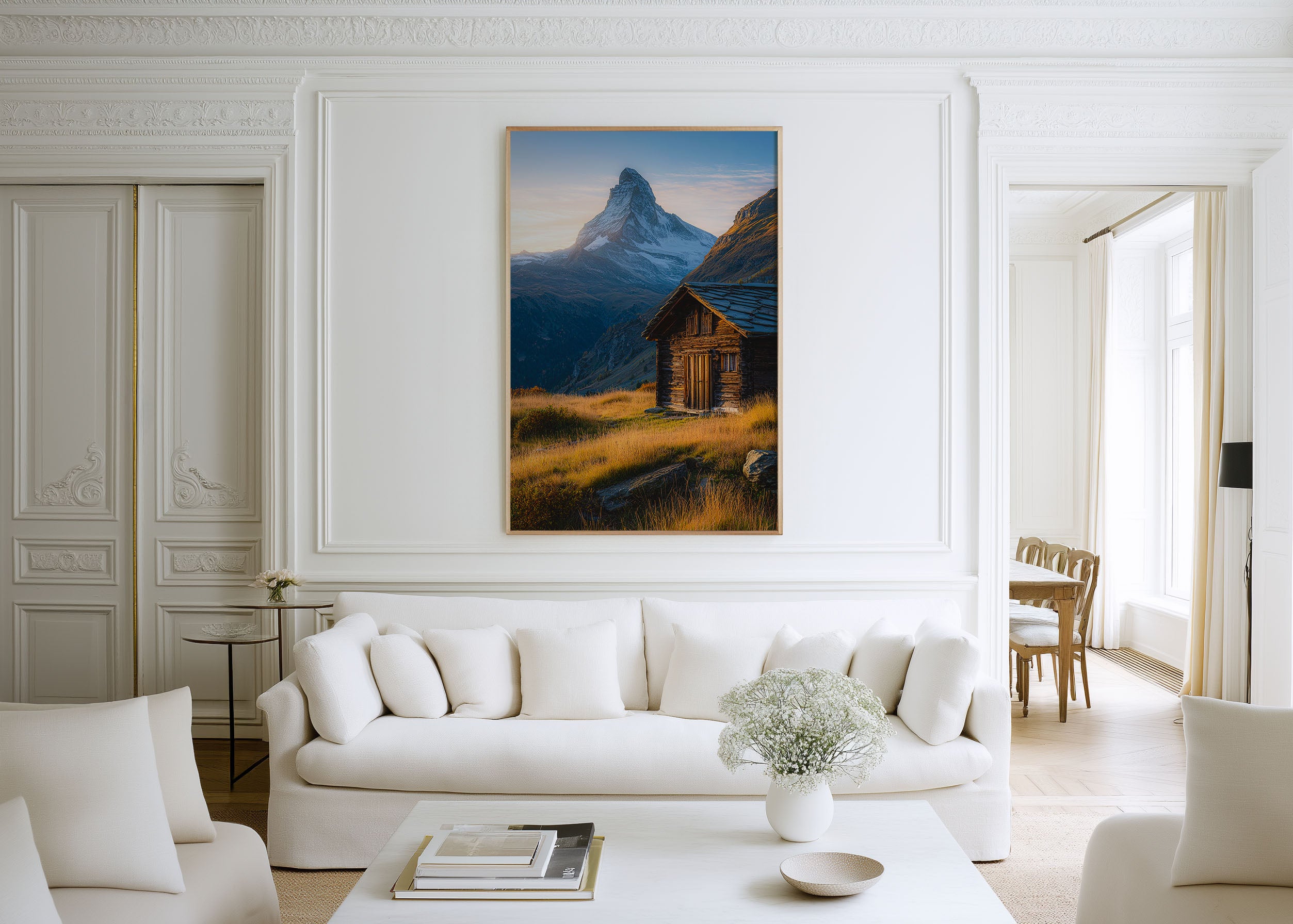 Matterhorn Sunrise Wall Art Print | Swiss Alps Cabin Landscape Photography