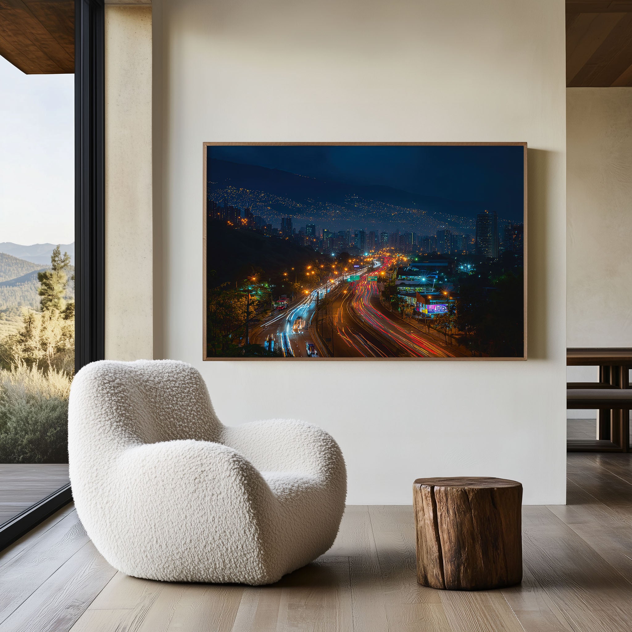 Medellín City Lights Night Wall Art Print, Colombia