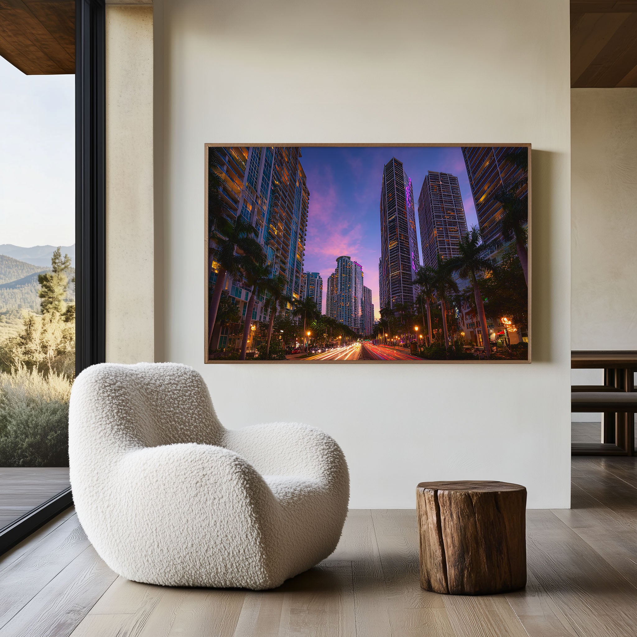 Miami Brickell Skyline Wall Art Print, Florida Tropical City