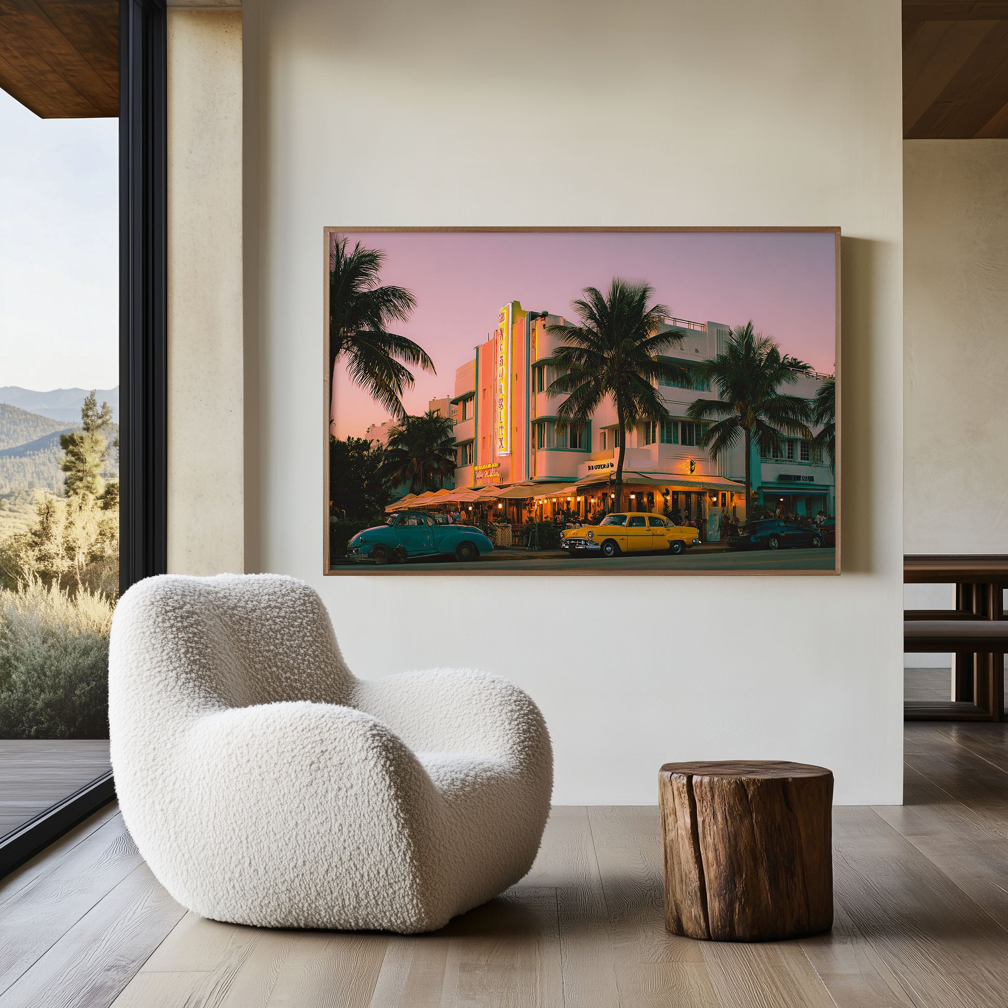 Miami Ocean Drive Art Deco Sunset Wall Art Print