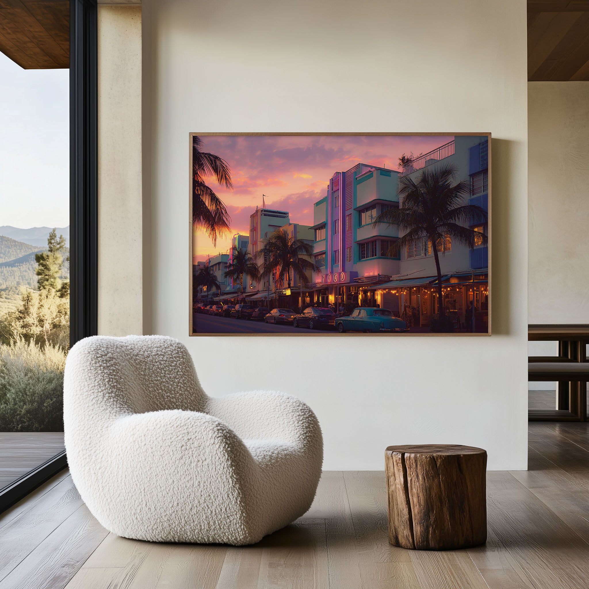 Miami Ocean Drive Art Deco Sunset Wall Art Print