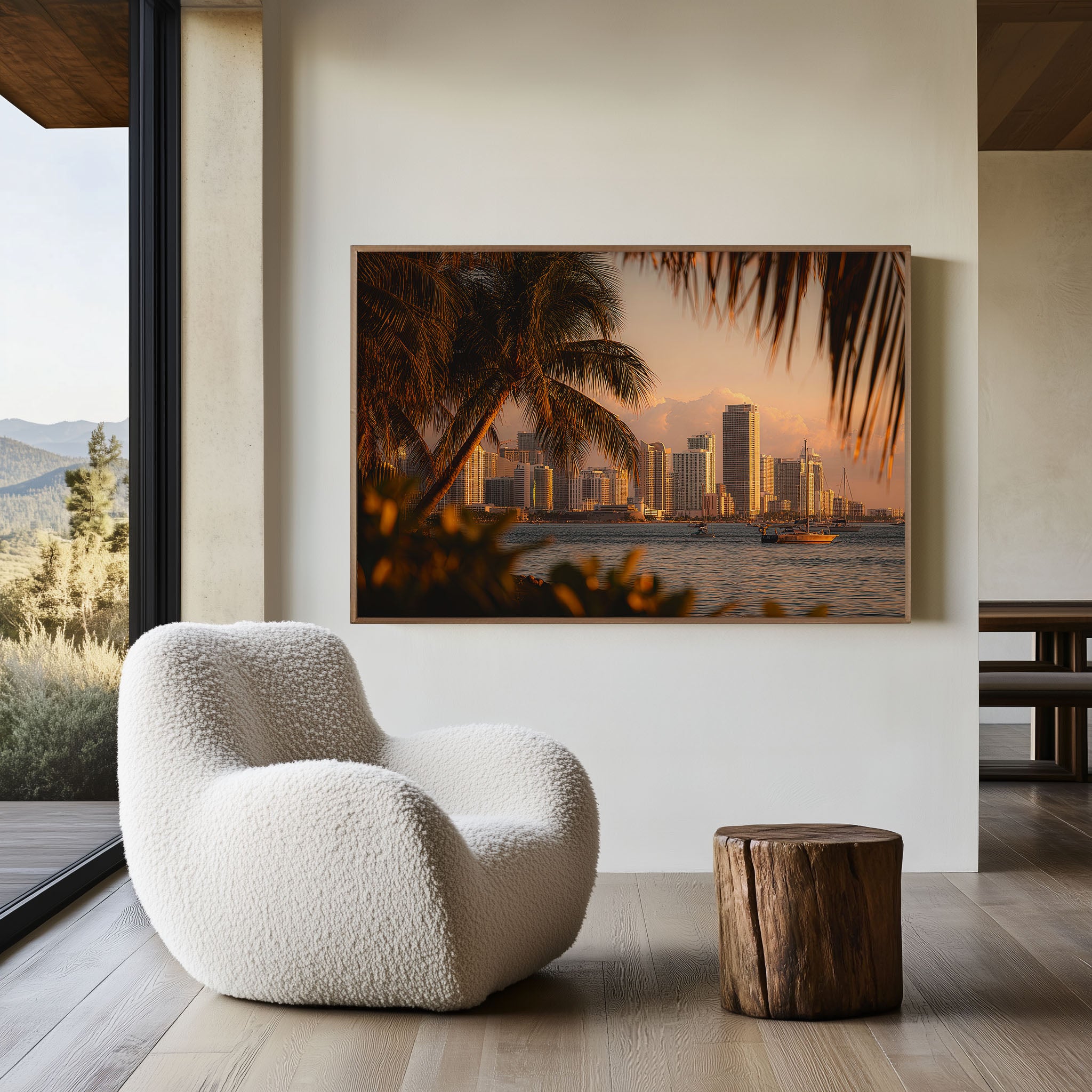 Miami Skyline Sunset Wall Art Print | Florida Tropical Cityscape