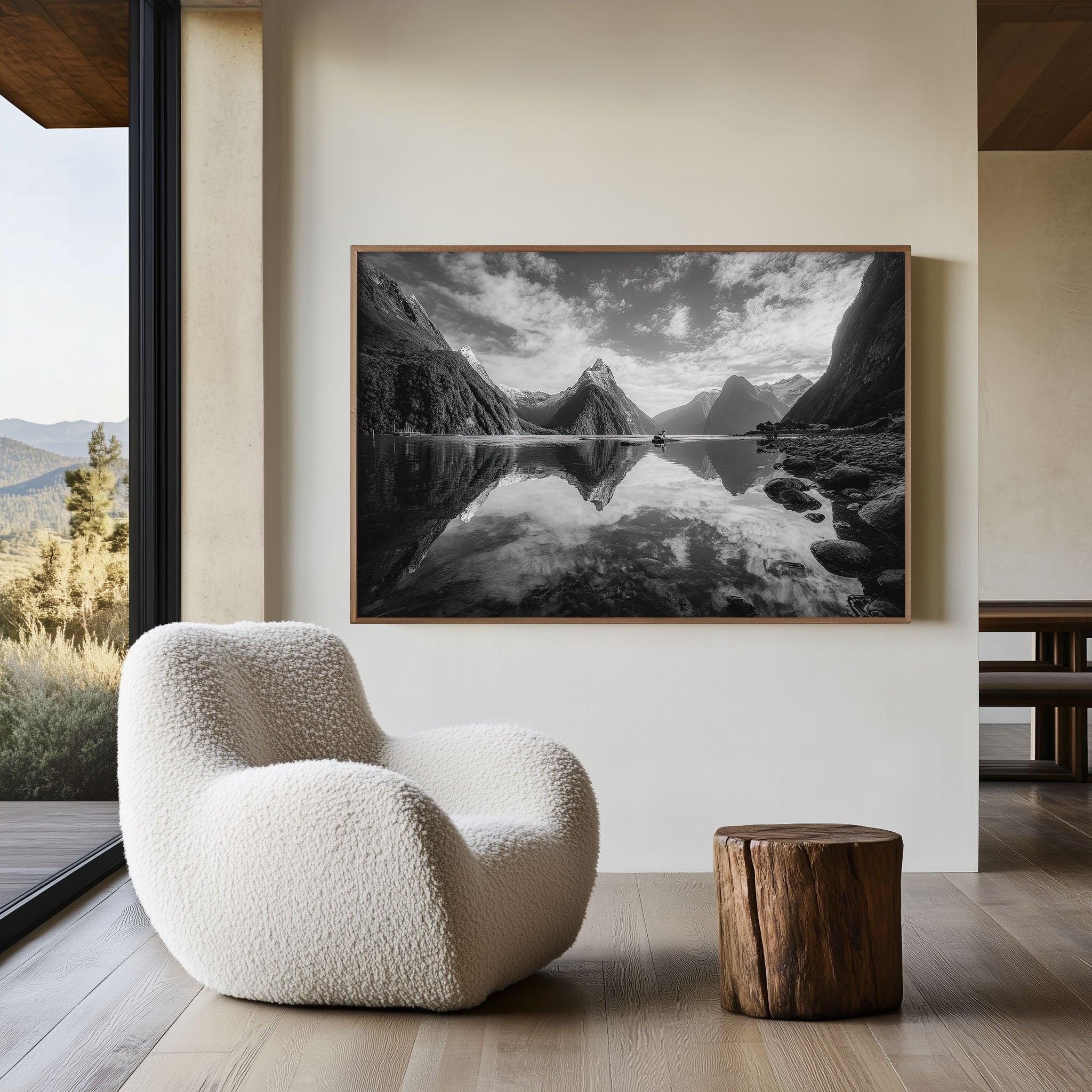 Milford Sound Black & White Wall Art Print
