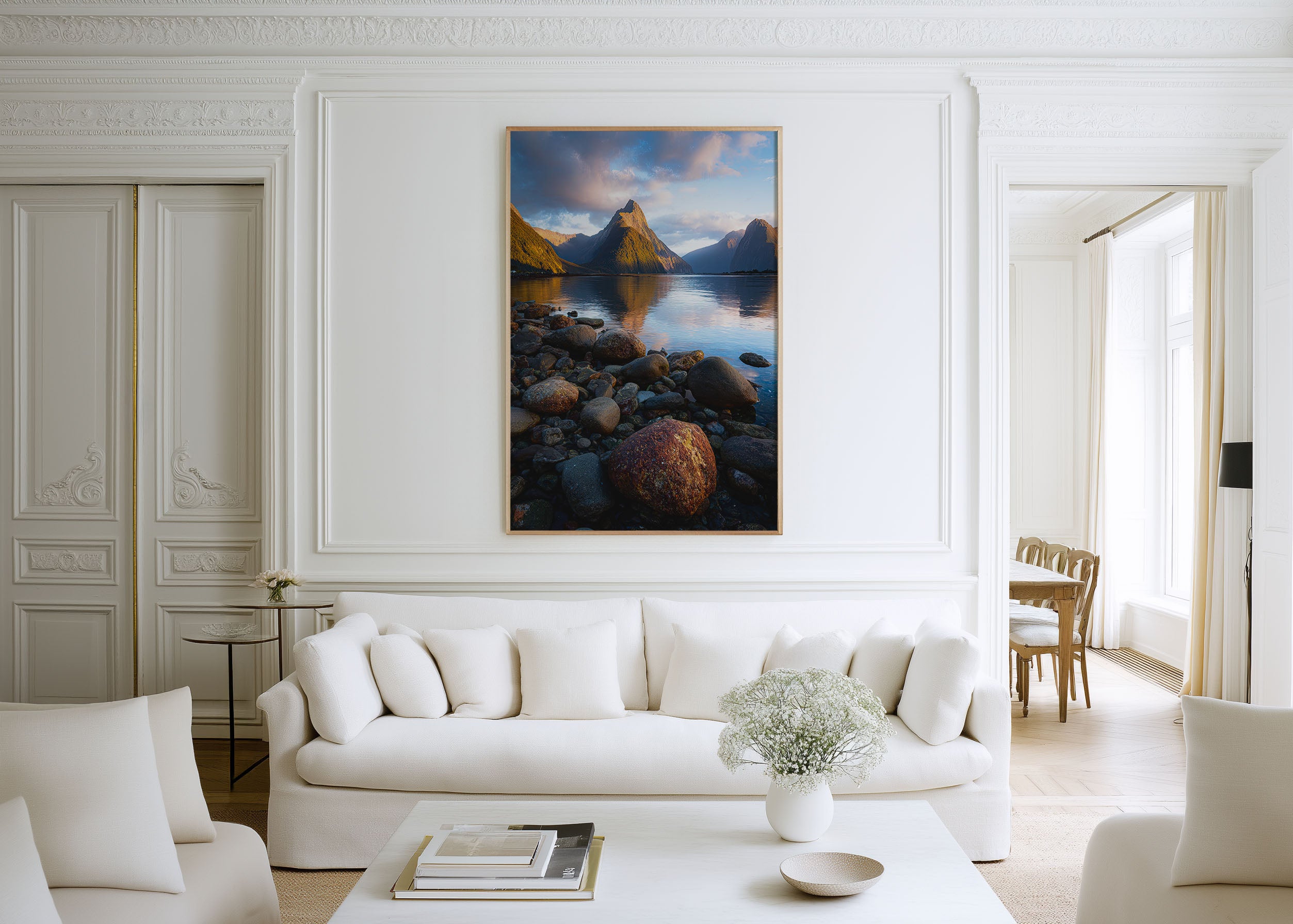 Milford Sound Golden Hour Wall Art Print | Mitre Peak Fiordland New Zealand Sunrise Photography | NZ Travel Poster | Alpine Coastal Home Decor