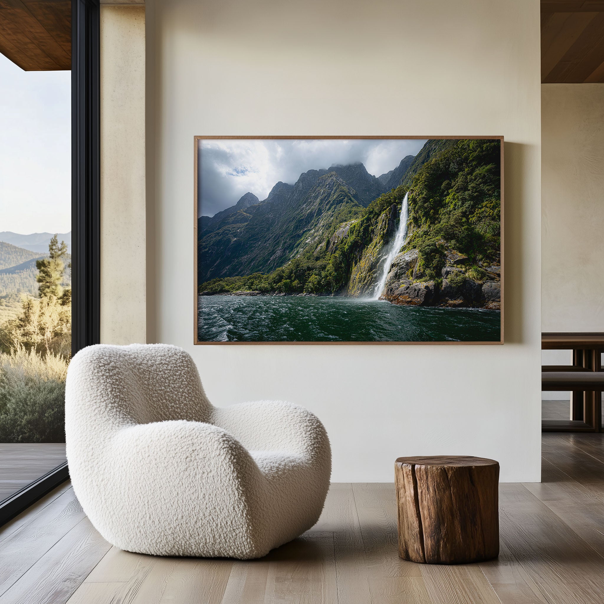 Milford Sound Waterfall Wall Art Print | Fiordland New Zealand