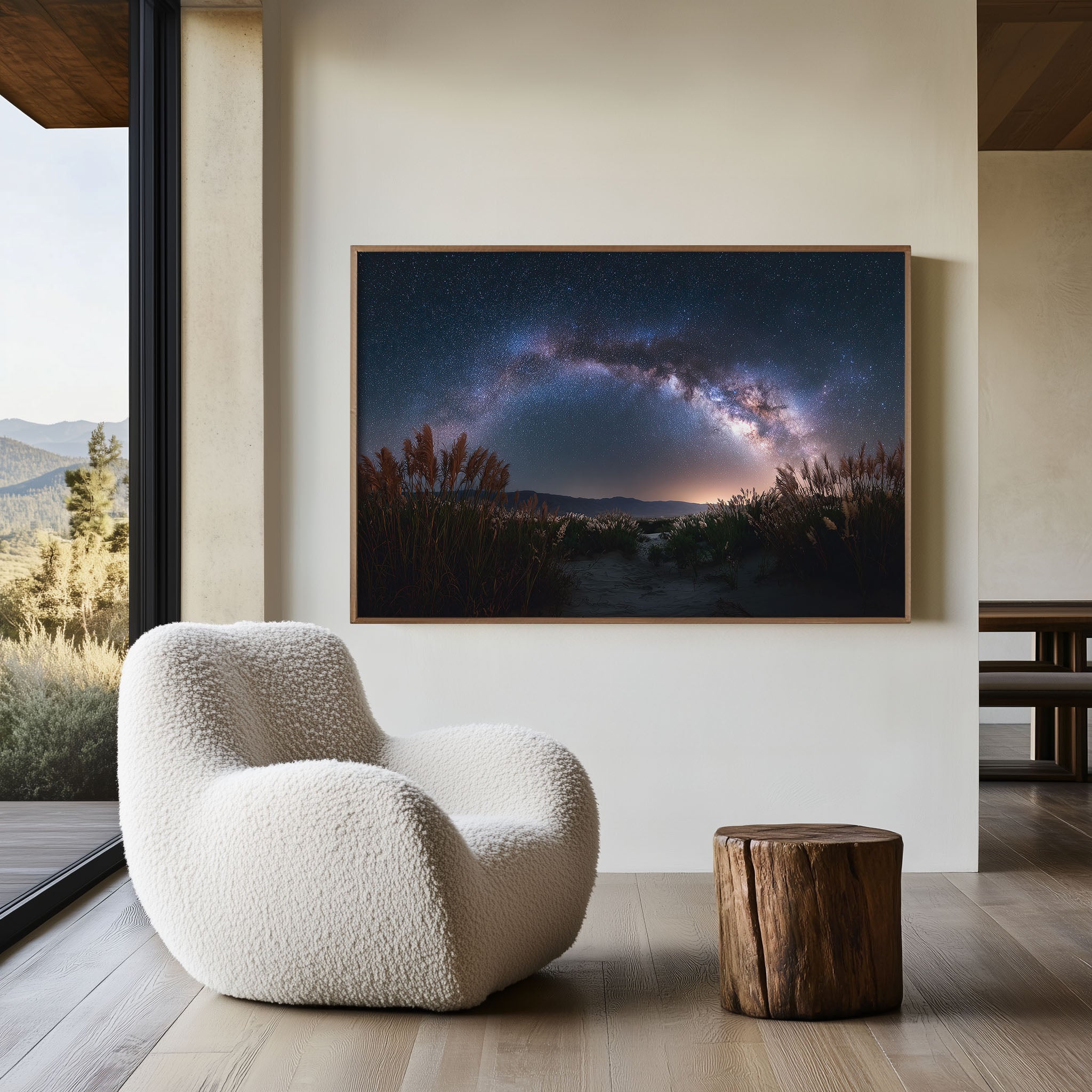 Milky Way Arch Over Beach Wall Art – Galaxy Night Sky Landscape