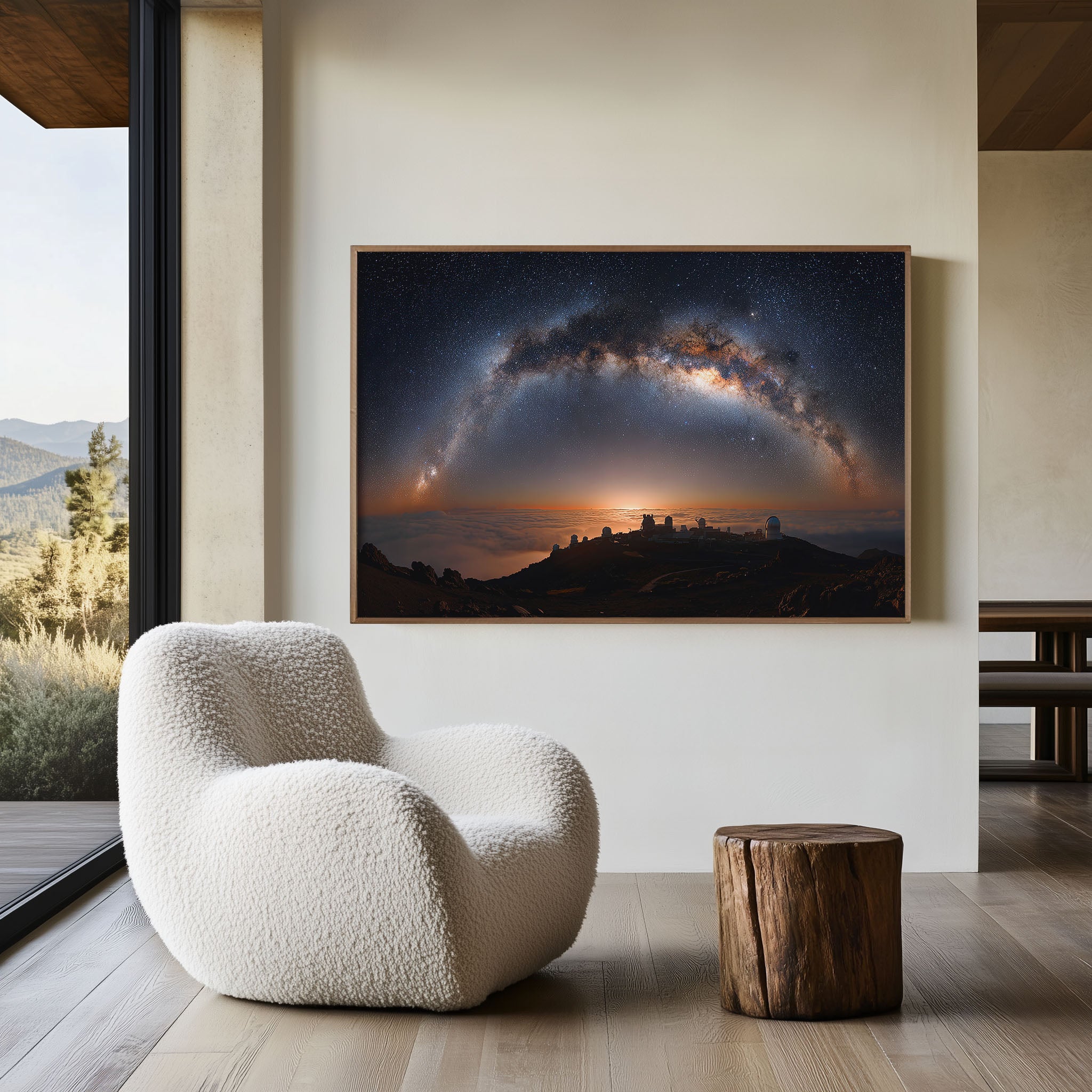 Milky Way Arch Over Observatory Wall Art – Cosmic Night Sky Landscape