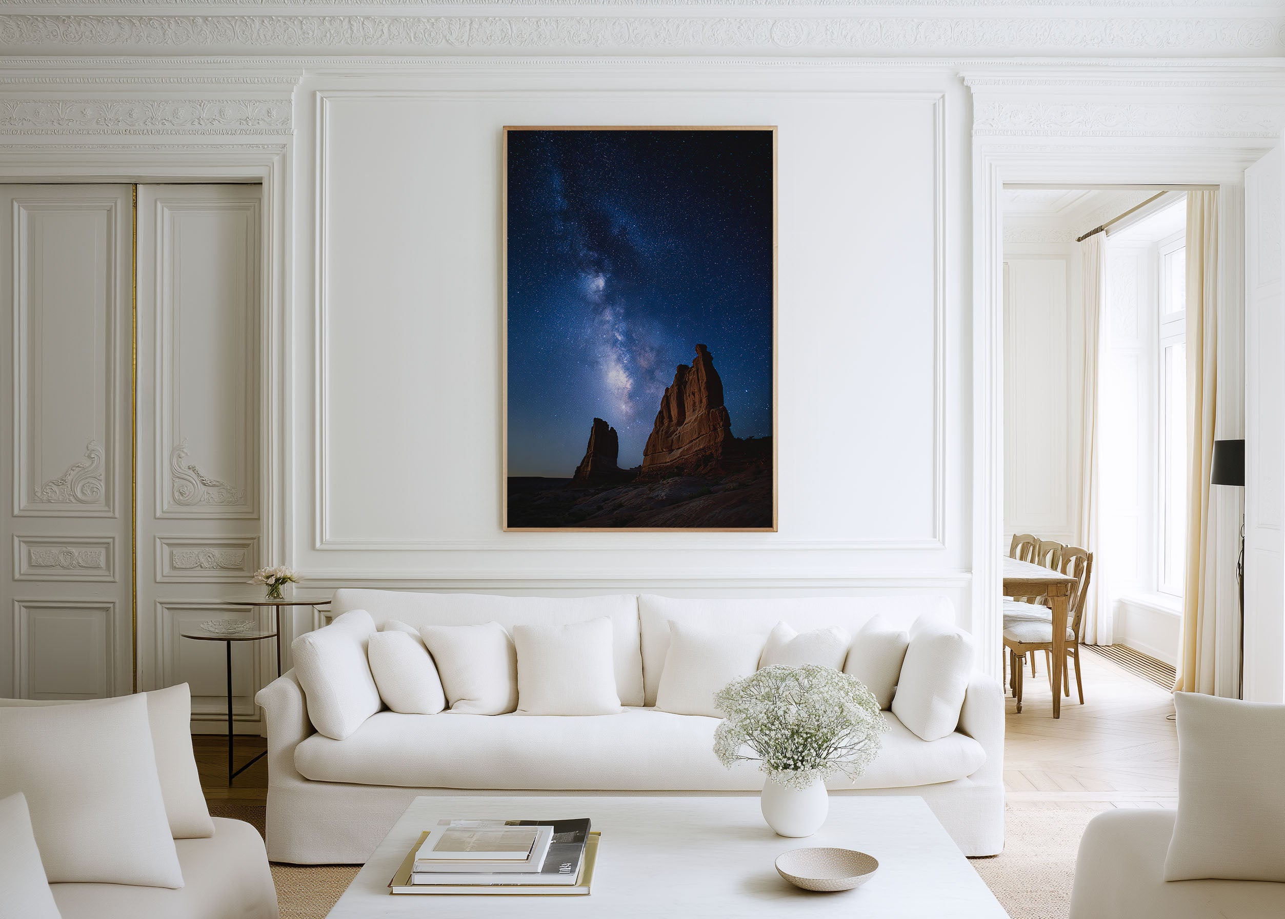 Milky Way Desert Rock Wall Art Print | Monument Valley Night Sky Canvas