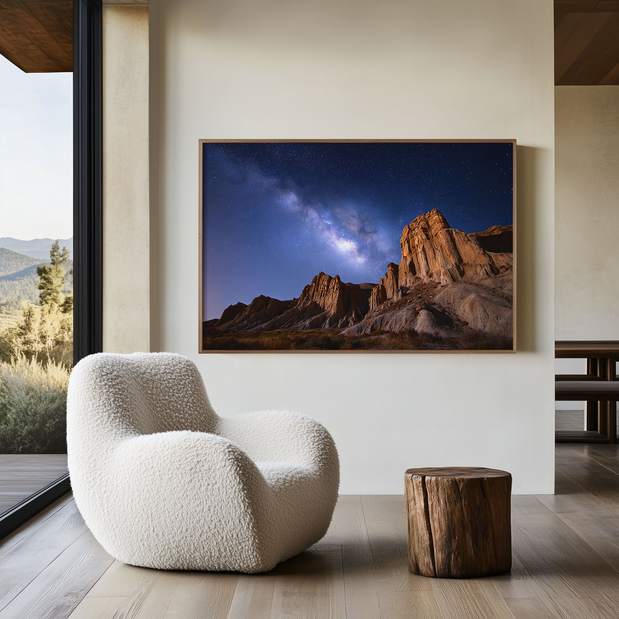Milky Way Over Ancient Desert Cliffs Wall Art – Night Sky Landscape
