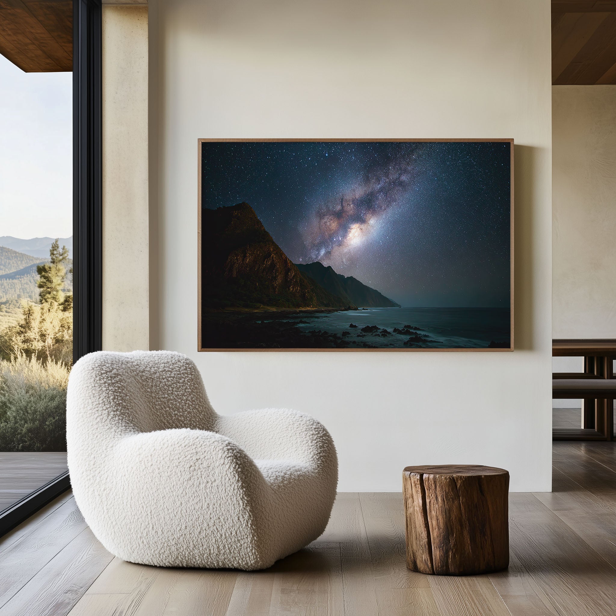Milky Way Over Coastal Cliffs Wall Art – Ocean Night Sky Landscape