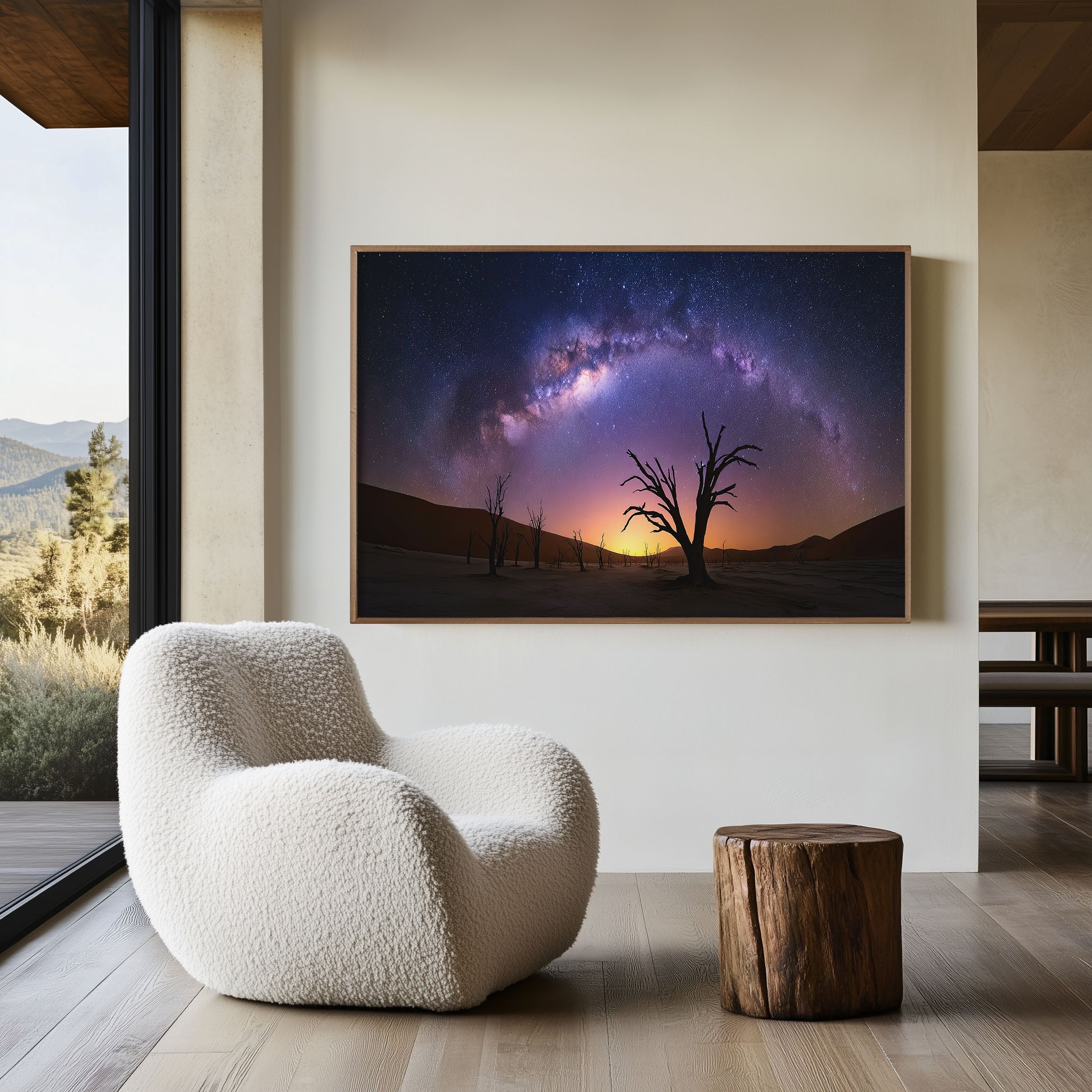 Milky Way Over Desert Trees Wall Art – Night Sky Landscape Print