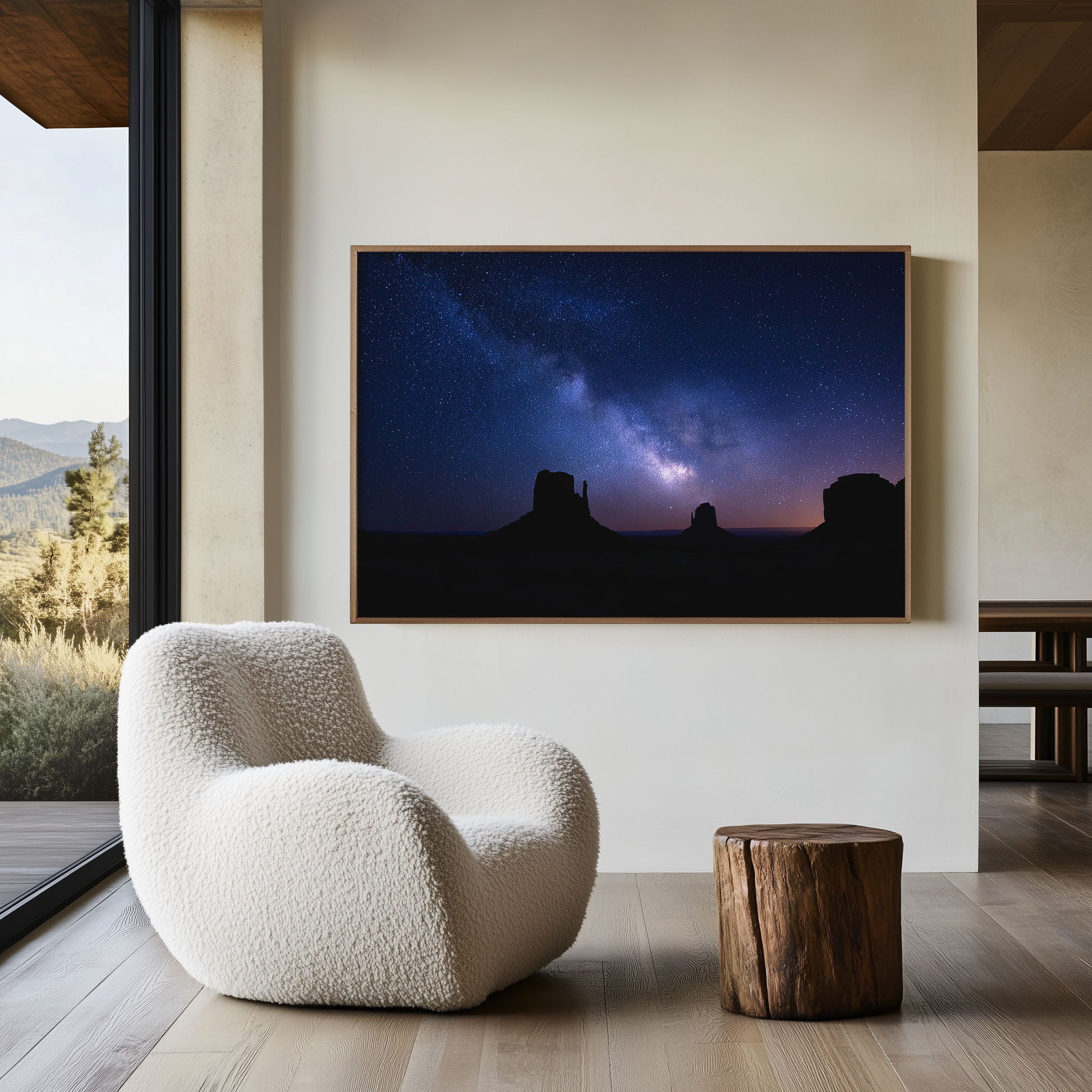 Milky Way Over Monument Valley Wall Art – Desert Night Sky Print