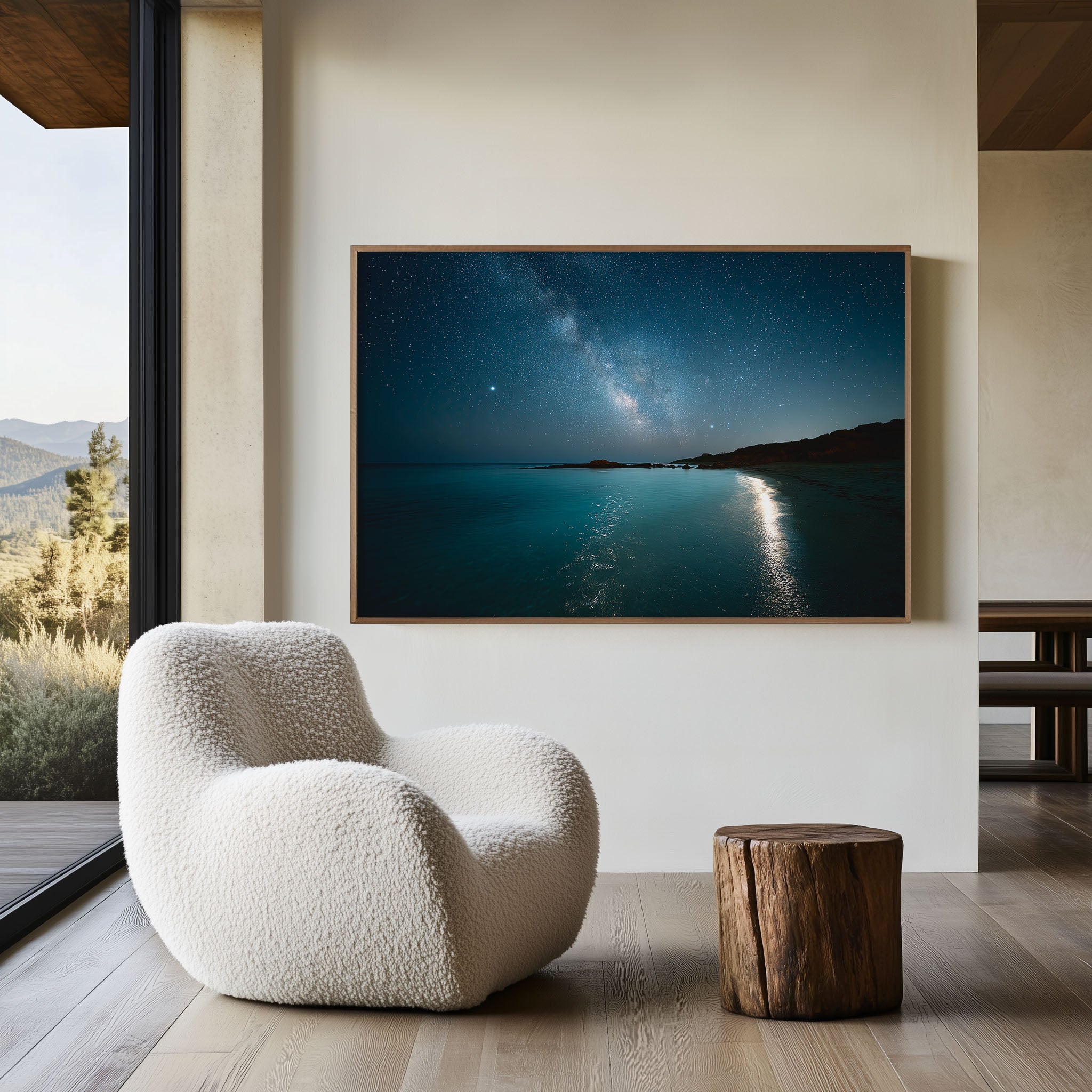 Milky Way Over Ocean Beach Wall Art – Coastal Night Sky Galaxy Landscape