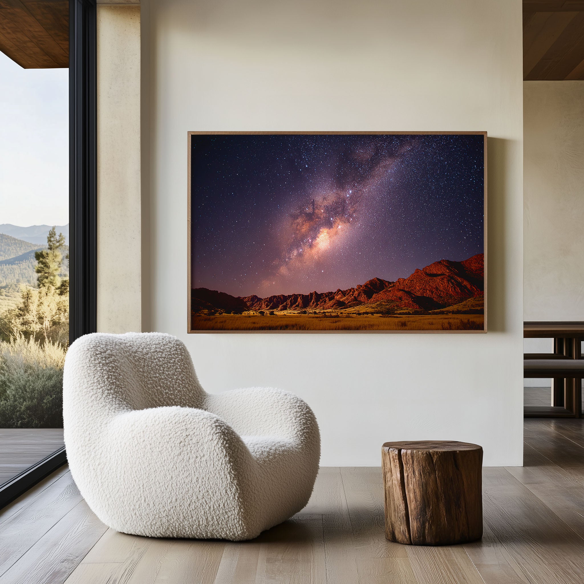 Milky Way Over Red Rock Mountains Wall Art – Desert Night Sky Print