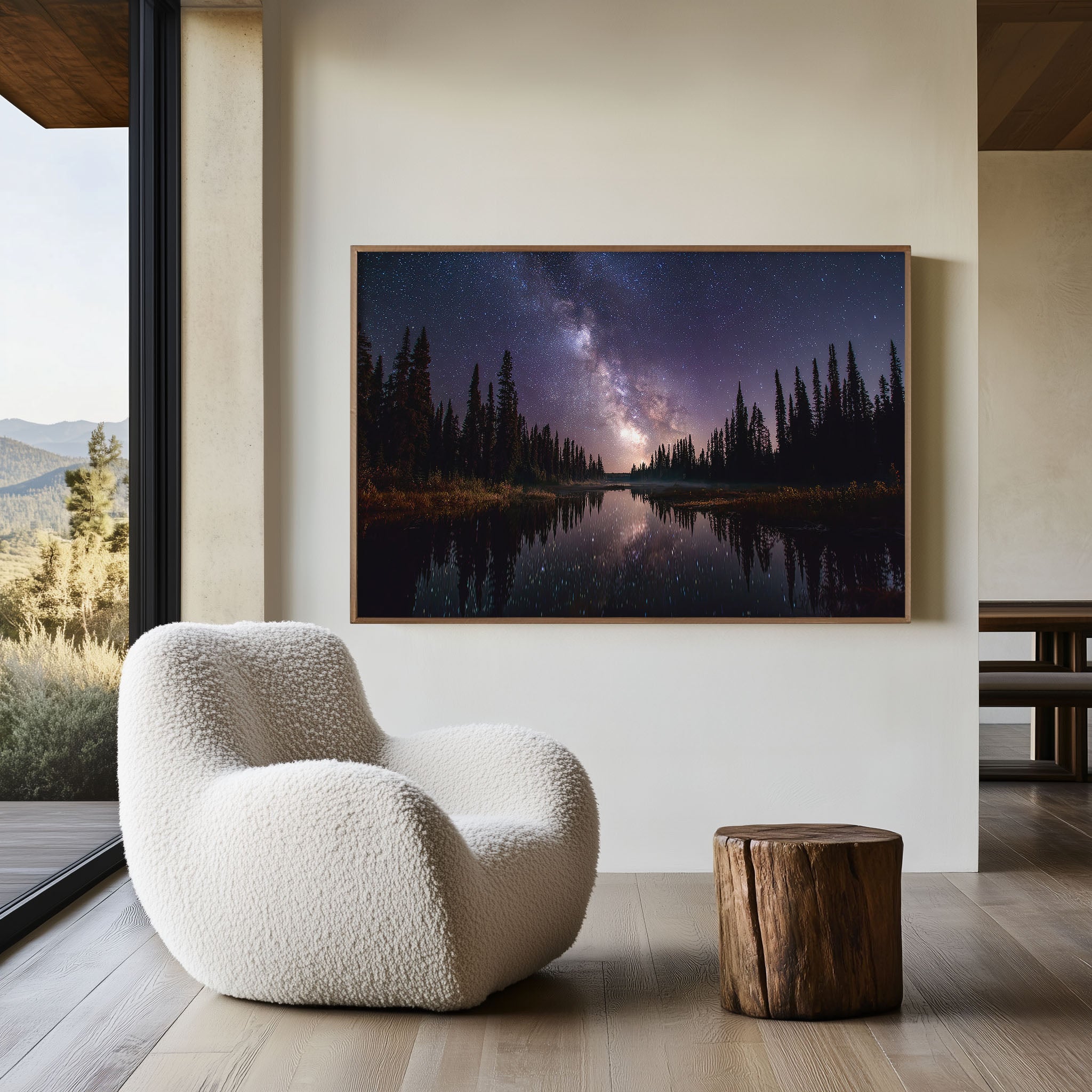 Milky Way Reflections Forest Lake Wall Art – Night Sky Landscape