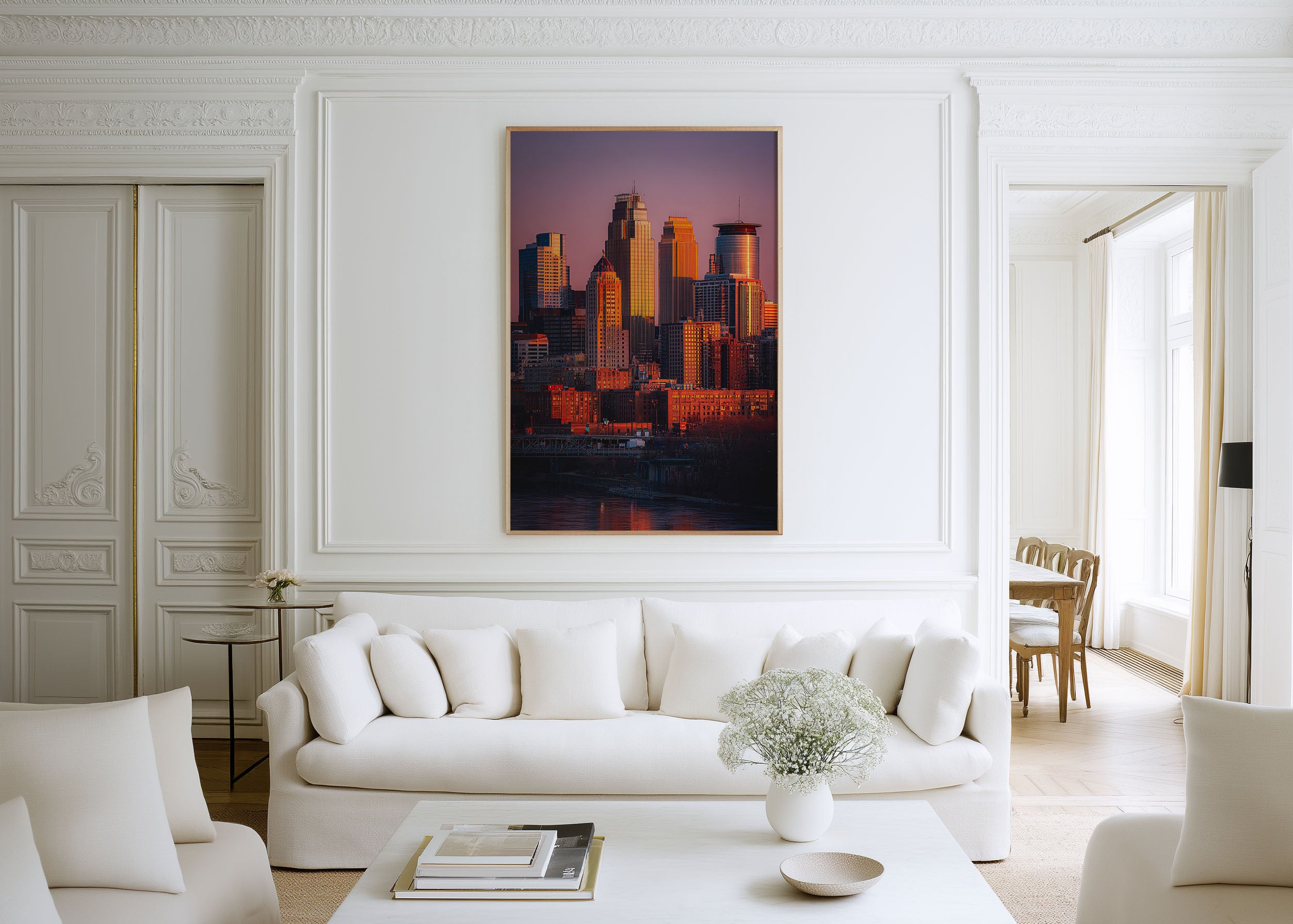 Minneapolis Skyline Sunset Wall Art | Mississippi River Minnesota Print | Travel Photography Poster