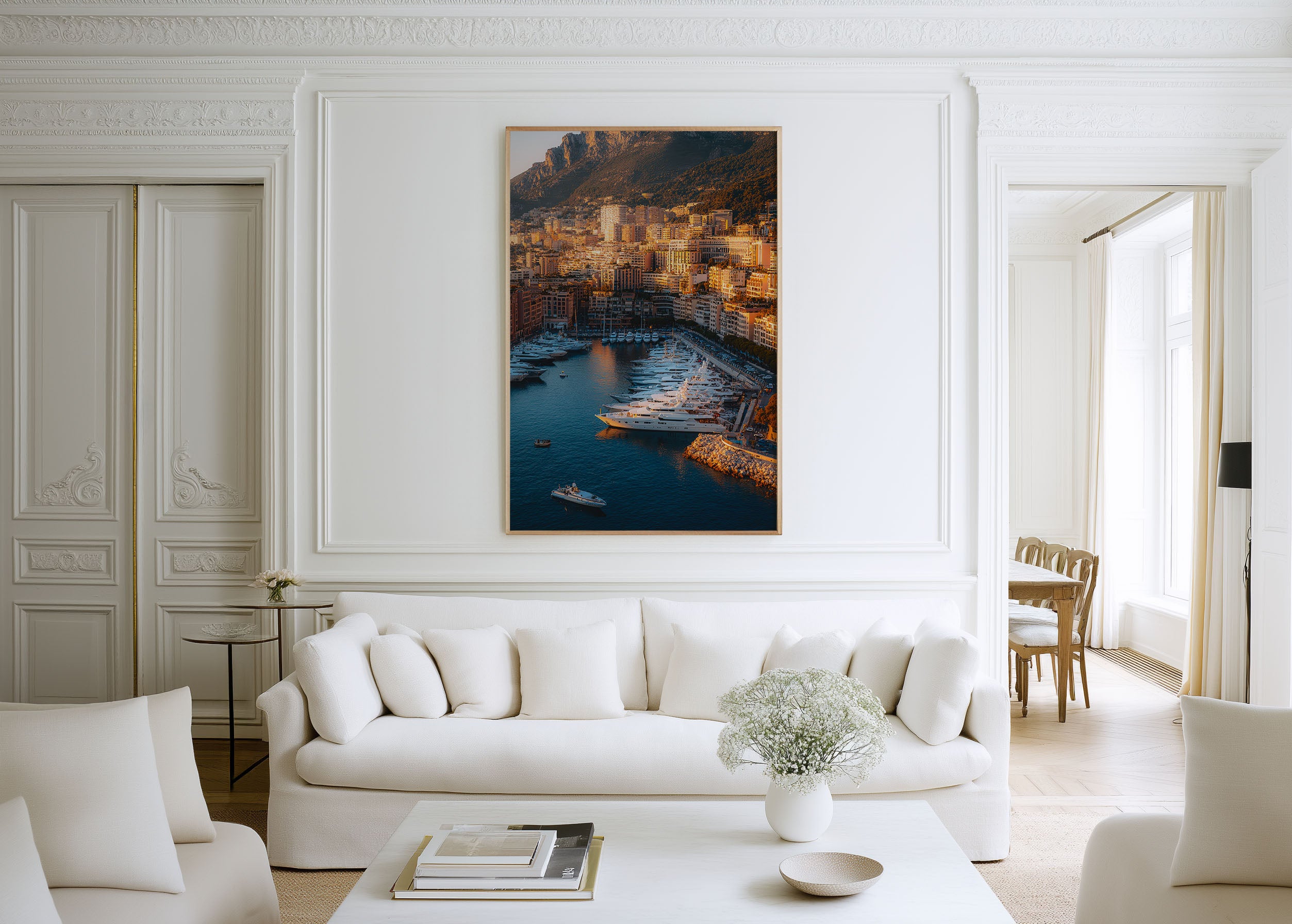 Monaco Harbour Sunset Wall Art | Port Hercule French Riviera Print | Travel Photography Poster