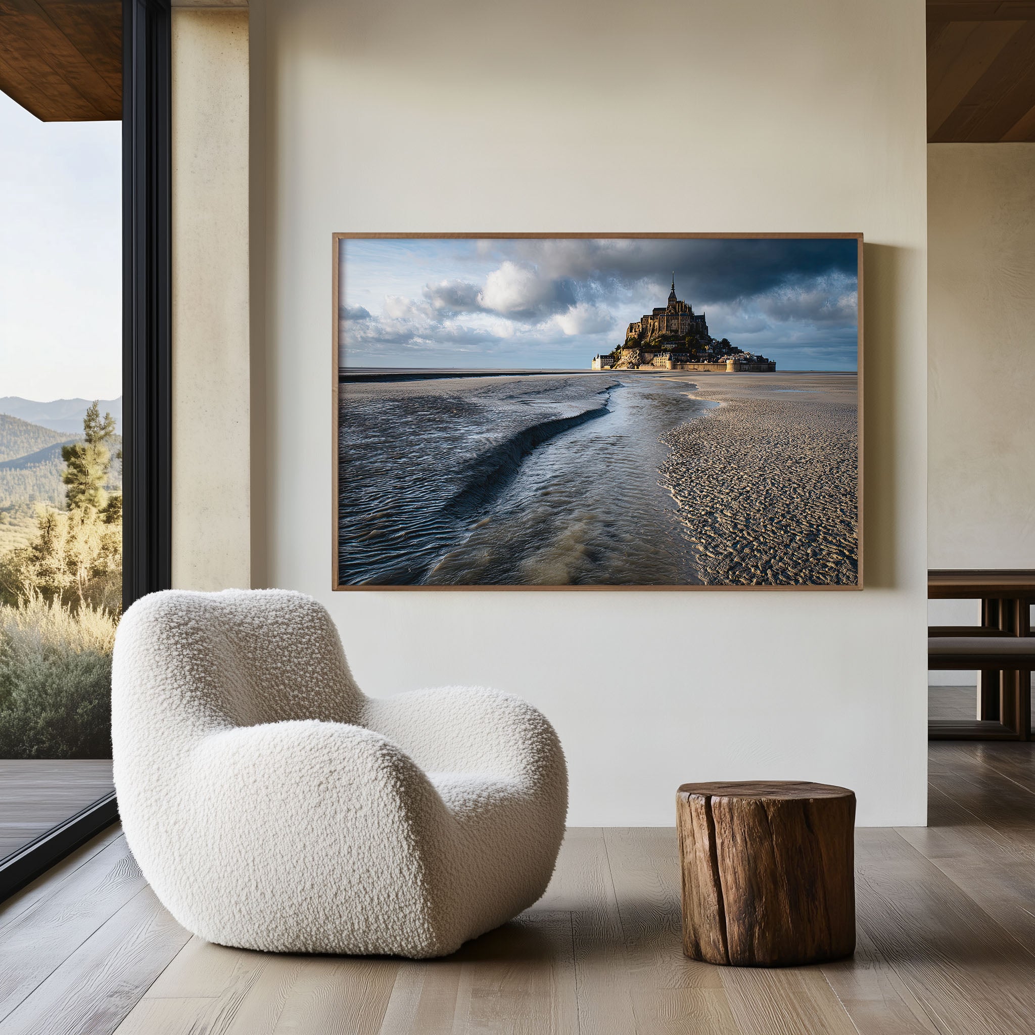 Mont Saint-Michel Tidal Sands Print – France Coastal Wall Art