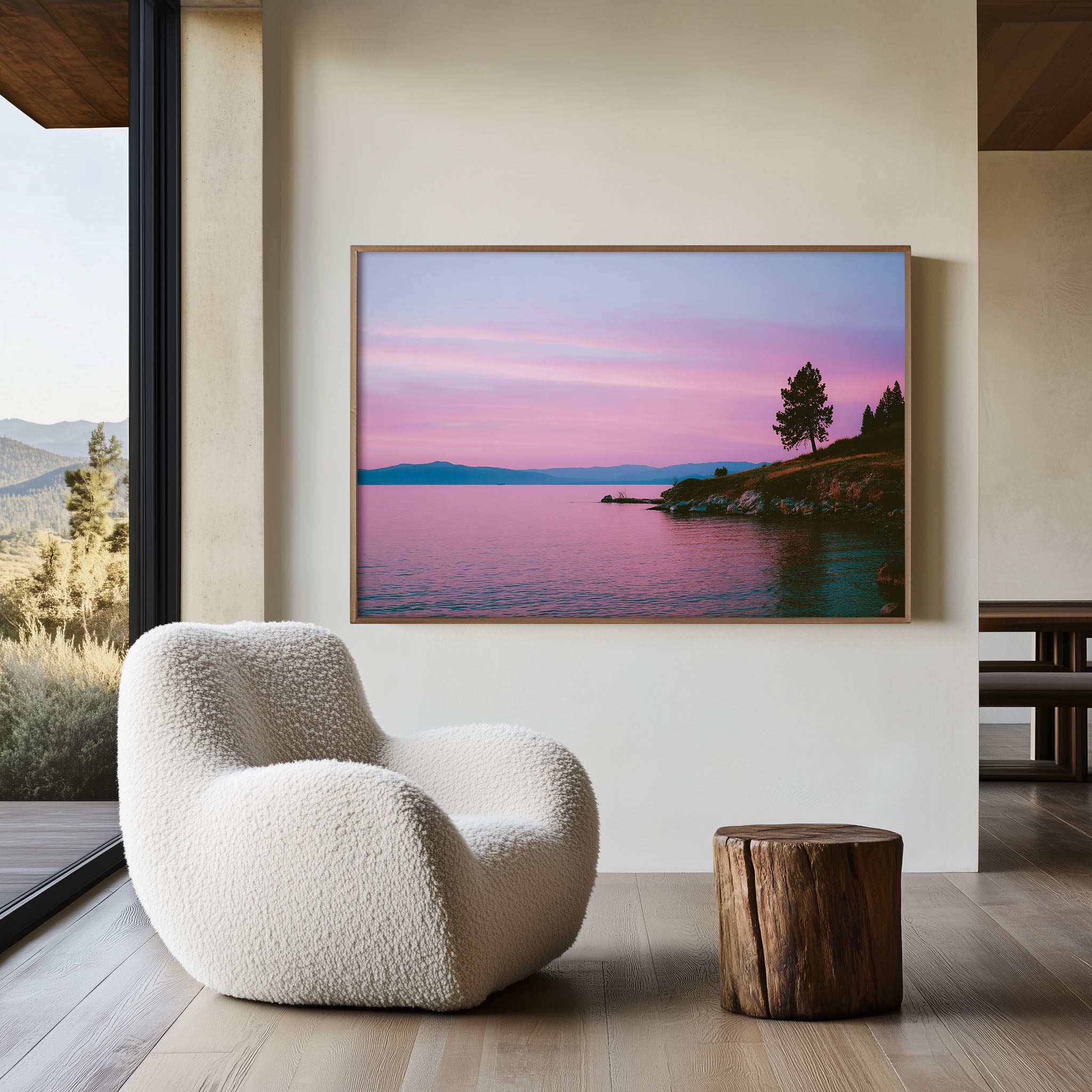 Montana Flathead Lake Pink Sunset Wall Art Print