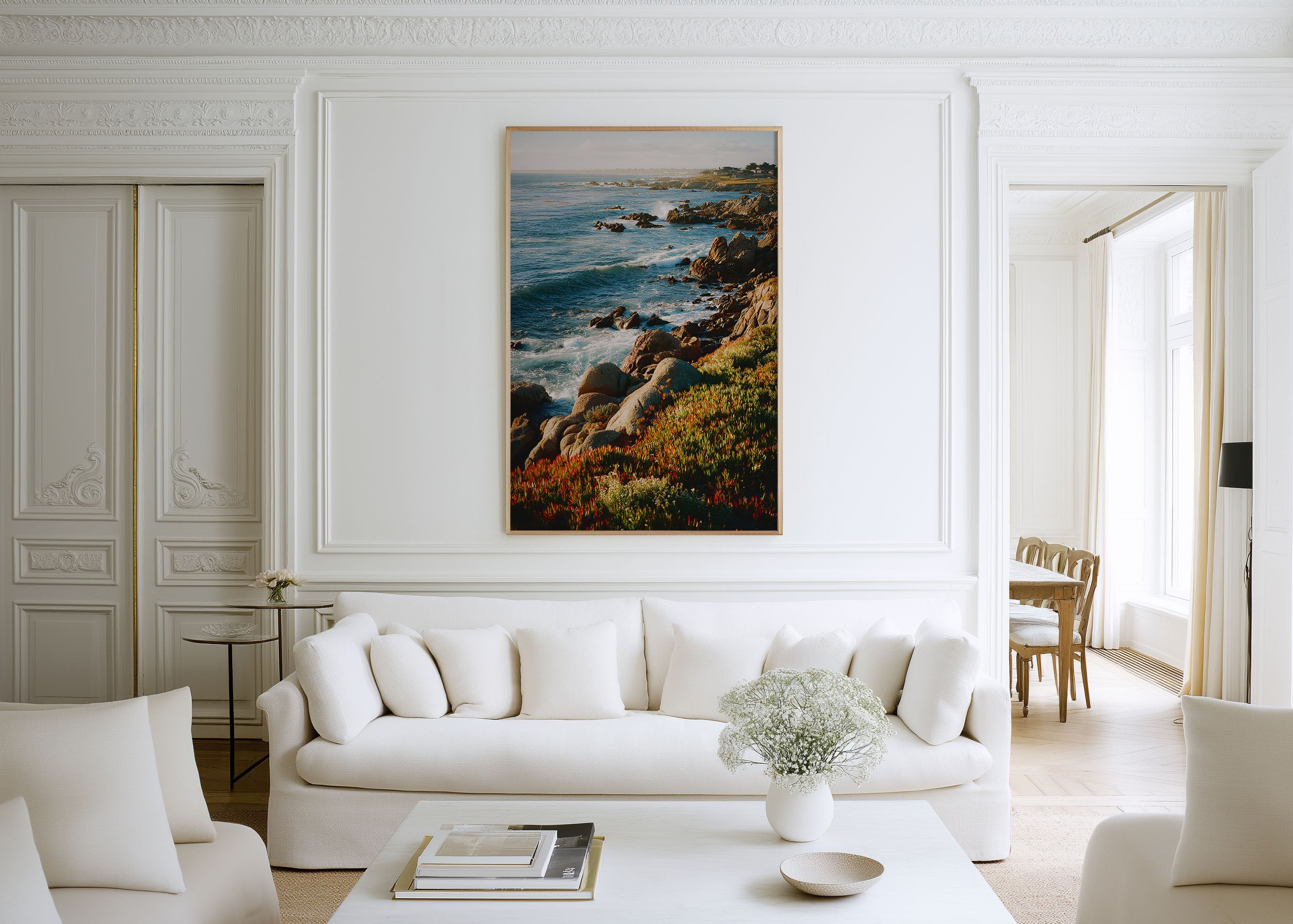 Monterey Bay California Wall Art Print | Pacific Coast Wildflower Rocky Shoreline Photography | California Travel Poster | Coastal Home Decor