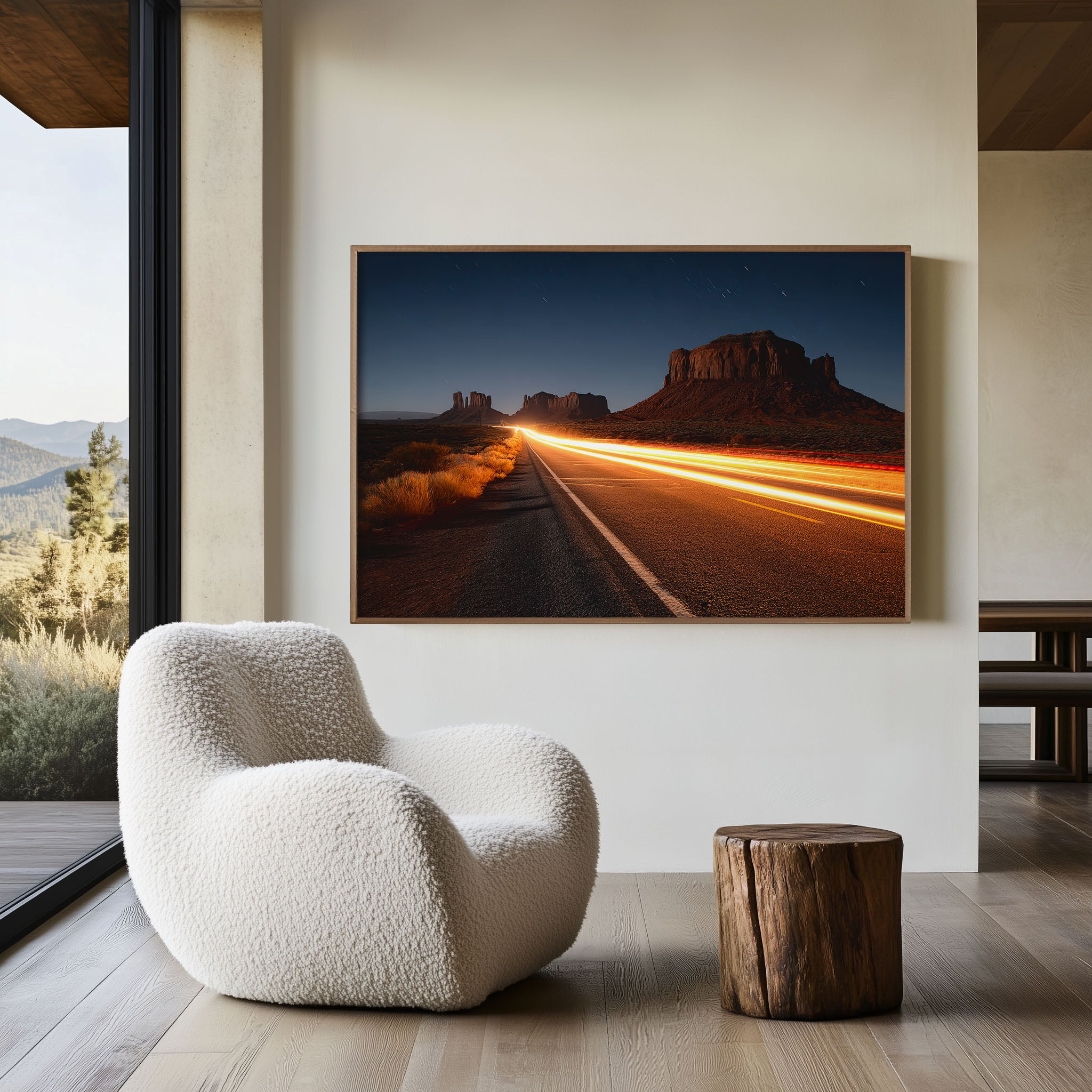 Monument Valley Road Night Wall Art Print, Arizona Desert