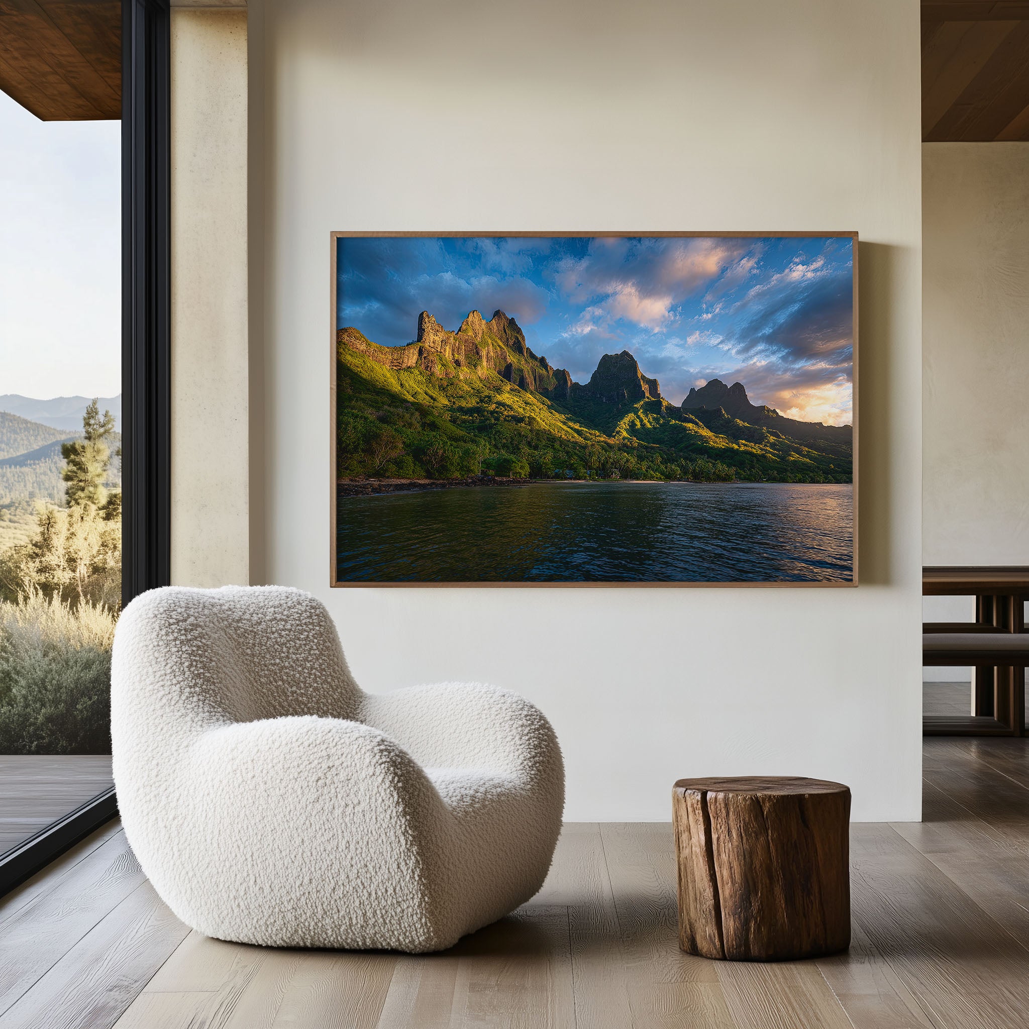 Moorea Island Mountain Wall Art Print – French Polynesia Tropical Landscape