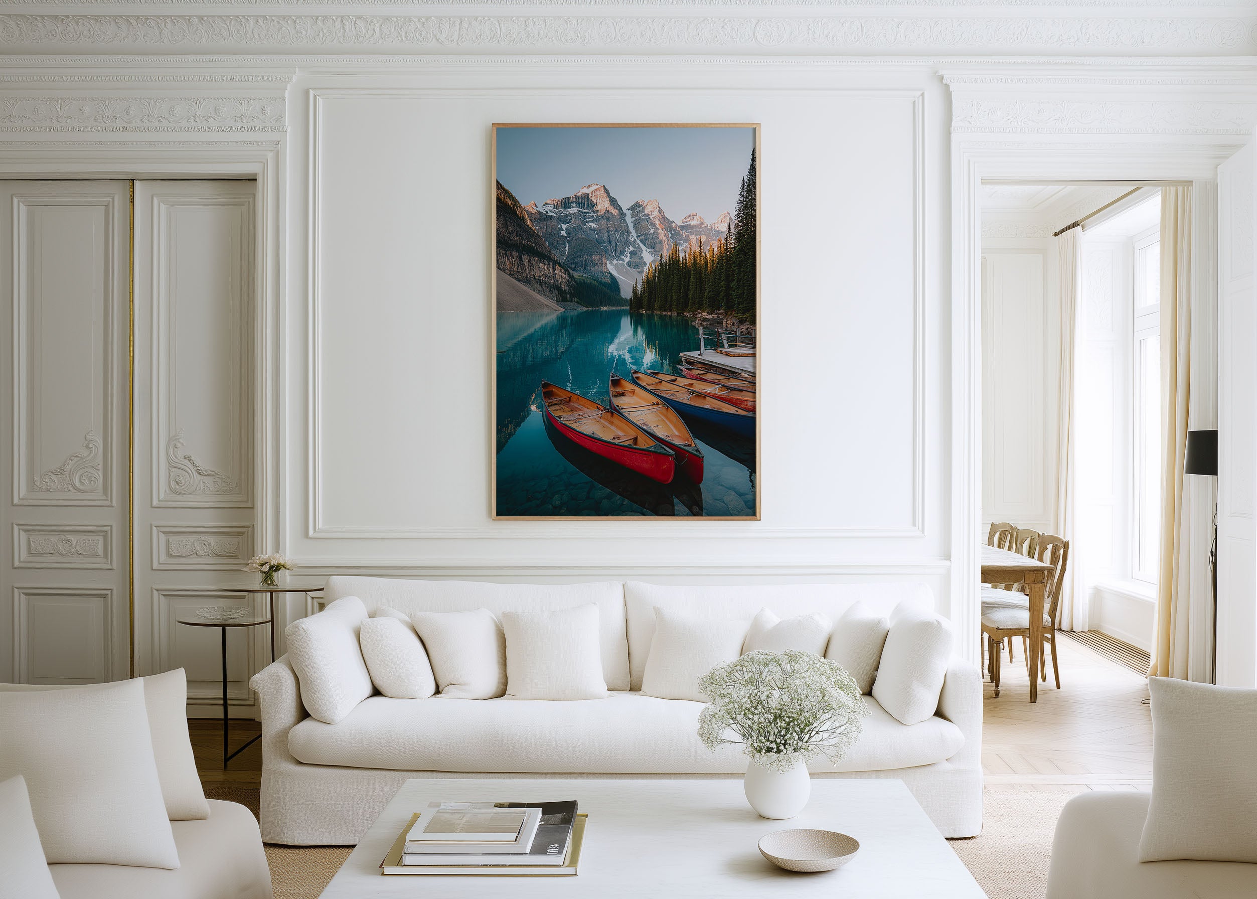 Moraine Lake Banff Print | Canadian Rockies Canoe Wall Art | Turquoise Lake Alberta Photography