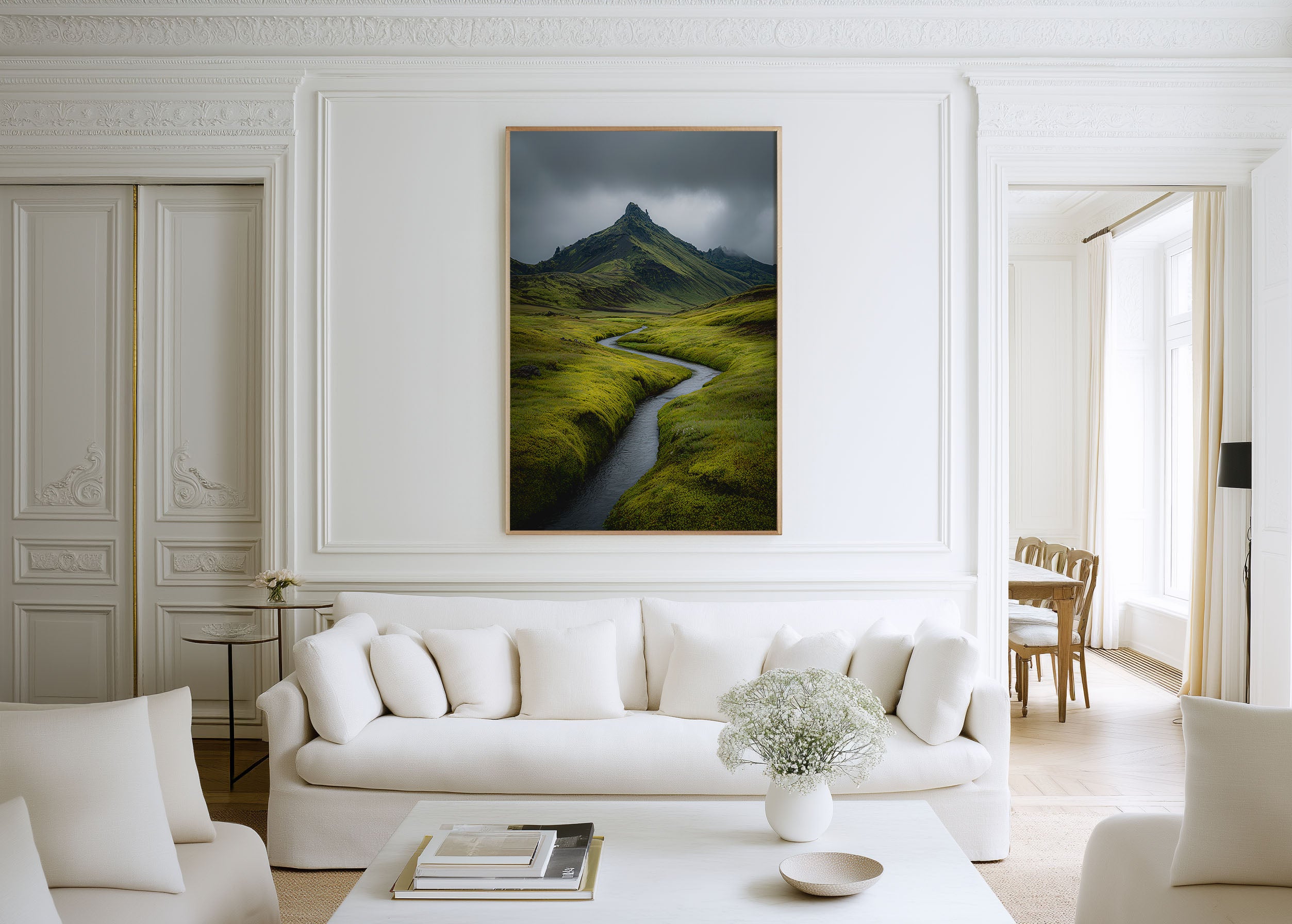 Iceland Mossy River Valley Print | Green Highland Stream Wall Art | Volcanic Mountain Photography