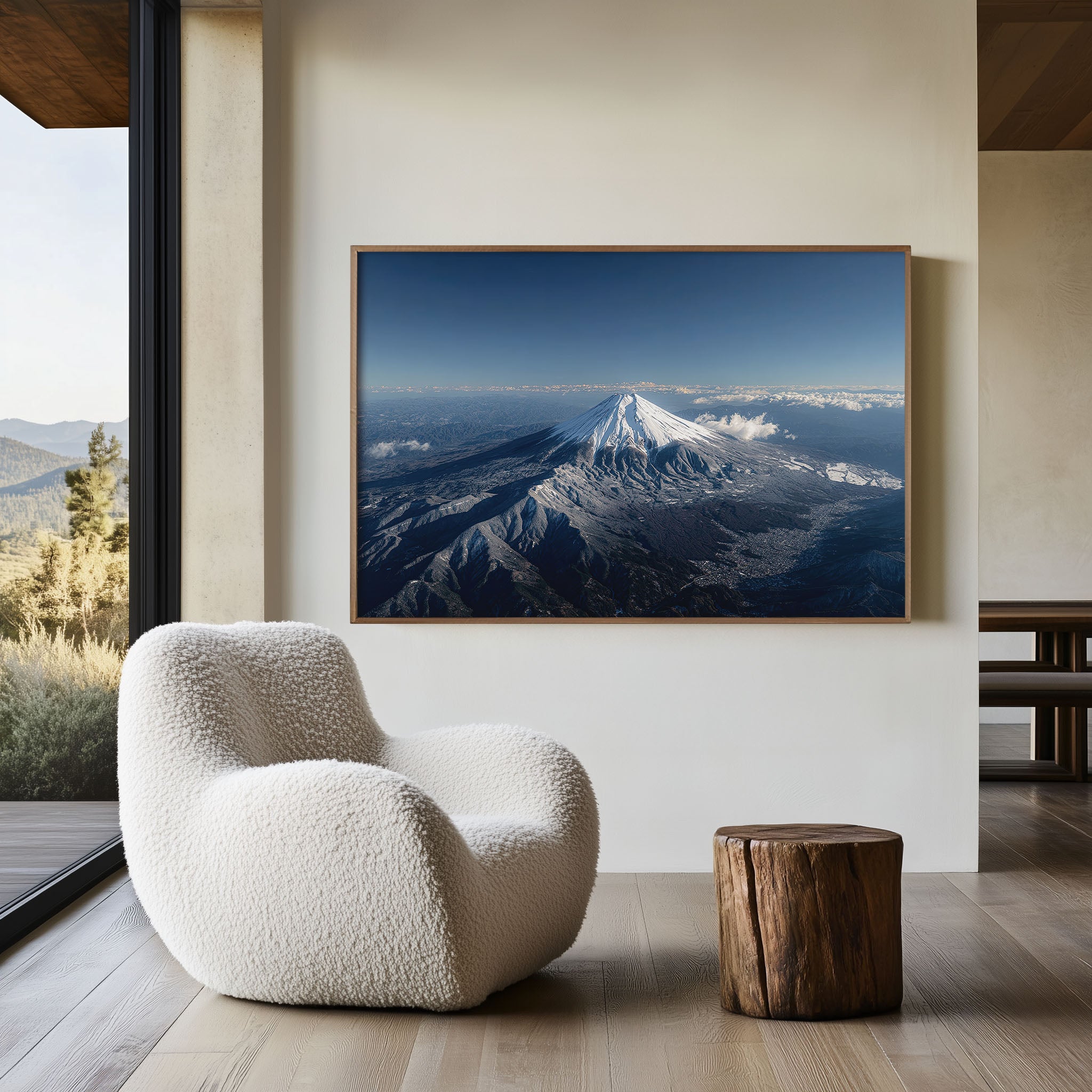 Mount Fuji Japan Wall Art – Snow-Capped Volcano Aerial Landscape Print