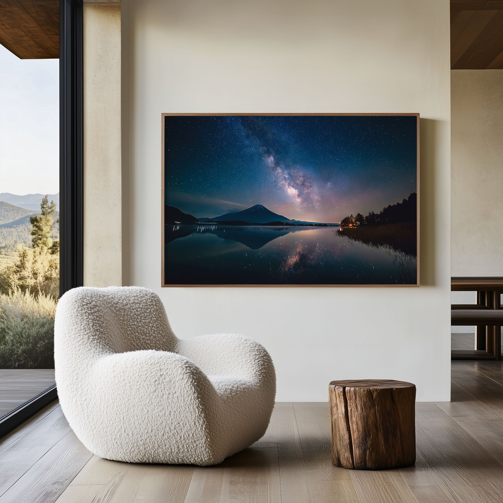 Mount Fuji Milky Way Wall Art – Japan Night Sky Reflection Lake