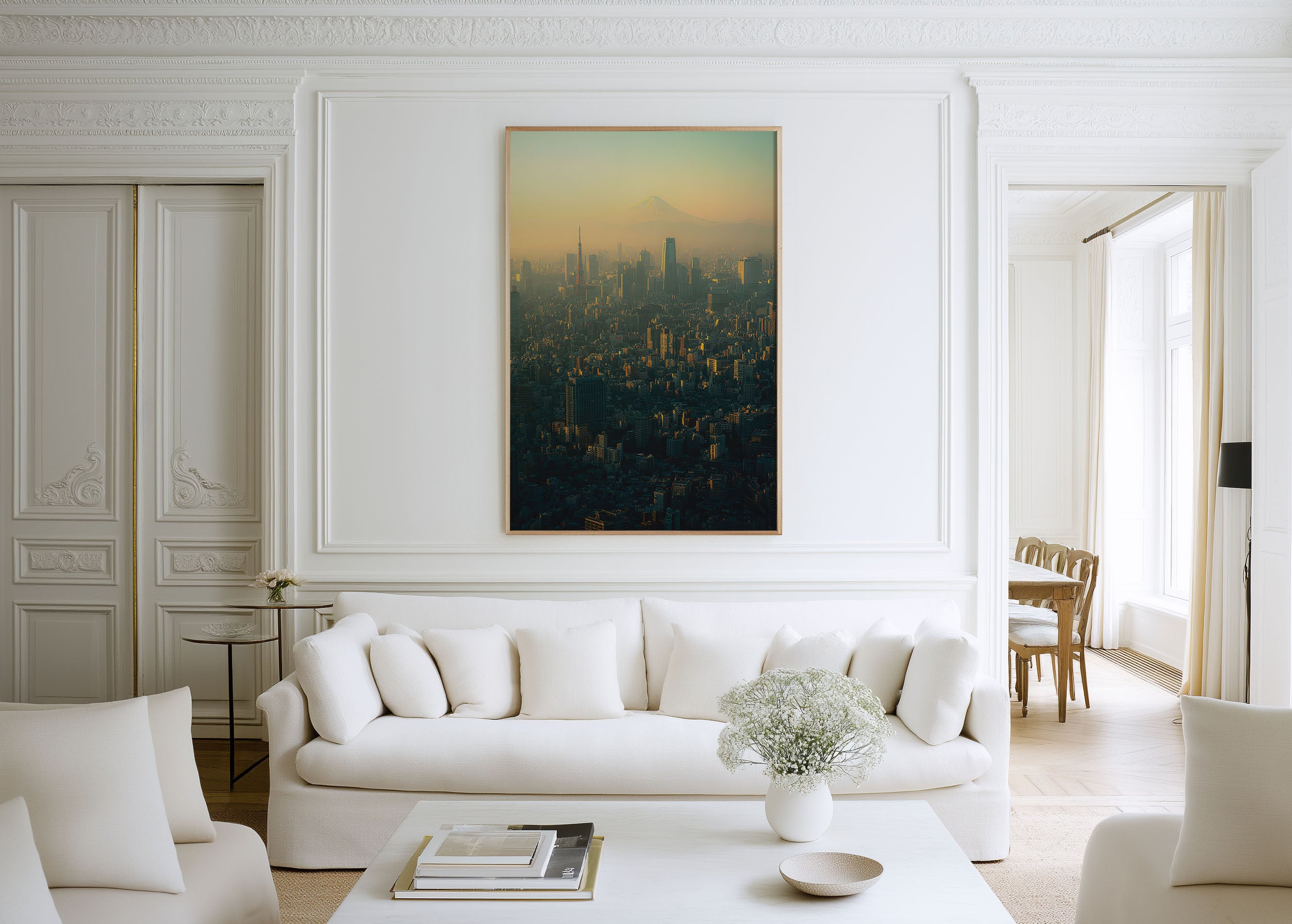 Mount Fuji Tokyo Skyline Golden Hour Aerial Wall Art Print | Japan City Landscape Photography Poster | Urban Travel Decor
