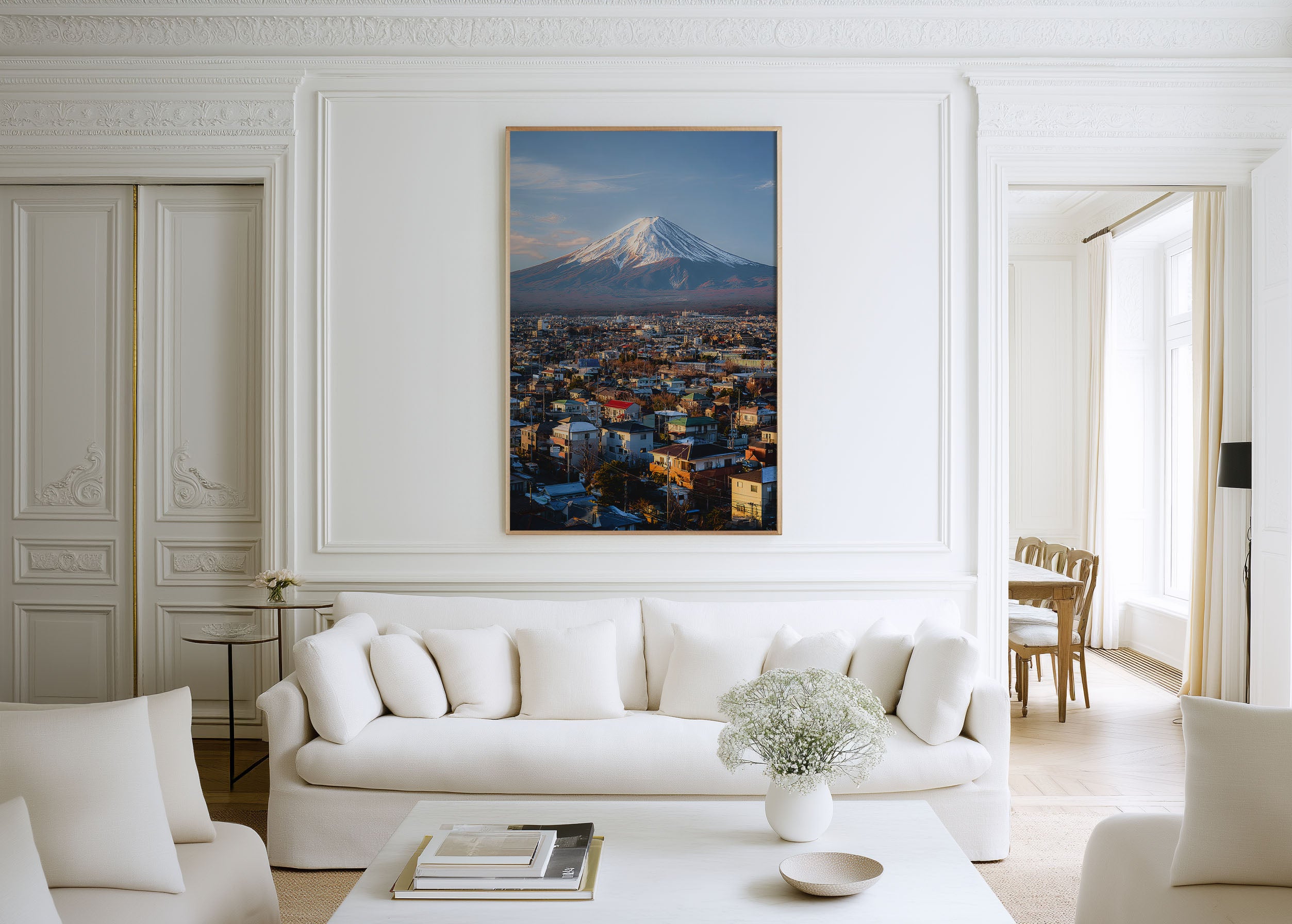 Mount Fuji Print | Snow-Capped Peak Over Fujiyoshida City | Japan Travel Wall Art | Landscape Photography Poster