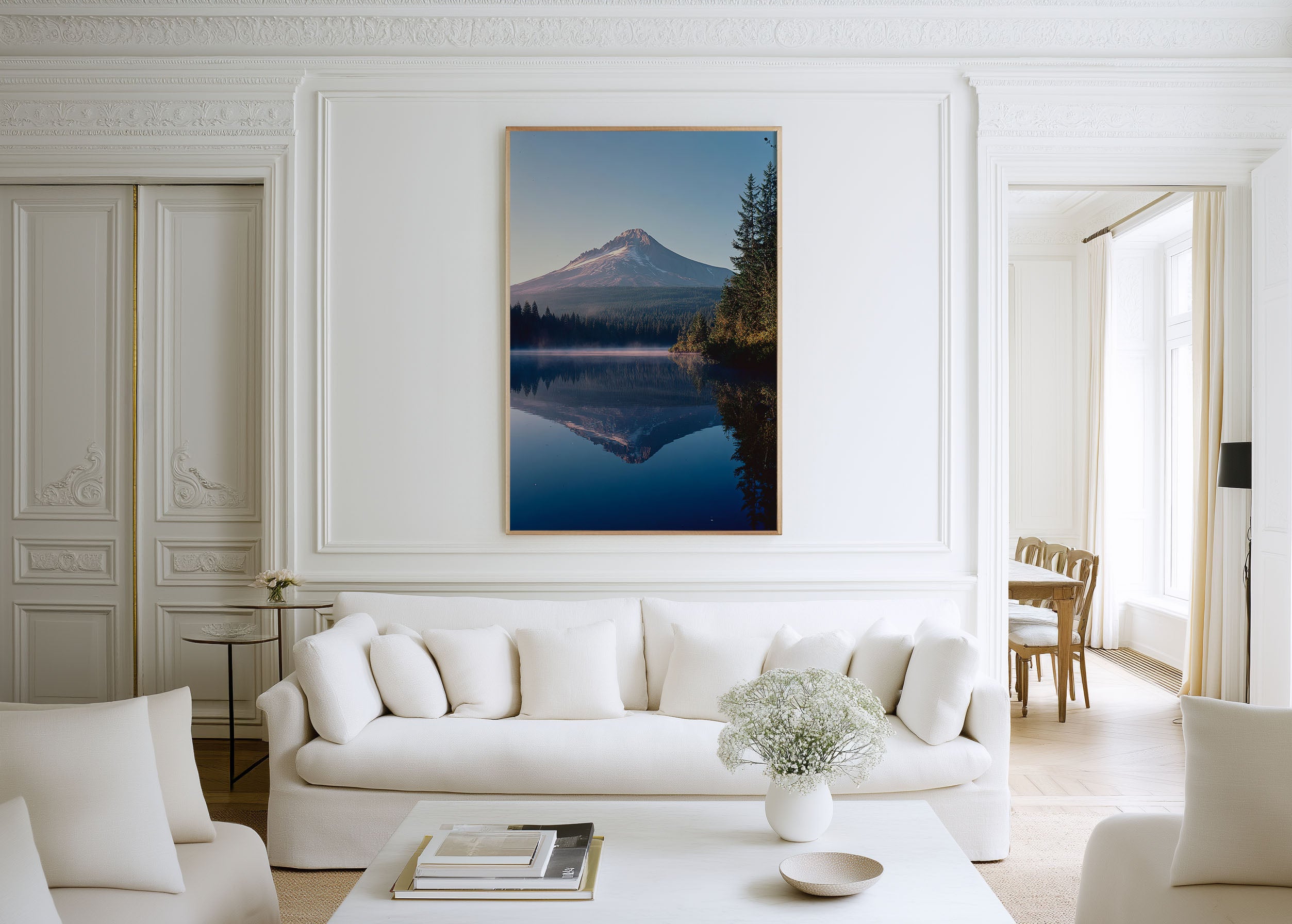 Mount Hood Reflection Wall Art Print | Trillium Lake Oregon Misty Sunrise Photography | Pacific Northwest Travel Poster | Nature Home Decor