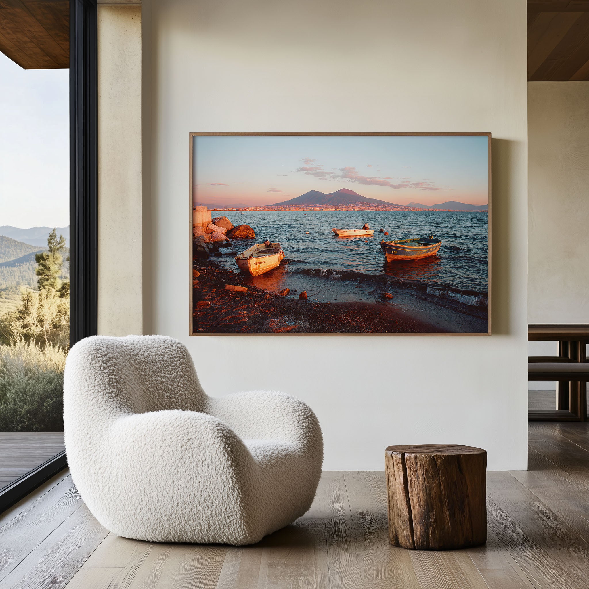 Mount Vesuvius Naples Wall Art – Italy Sunset Seaside Landscape
