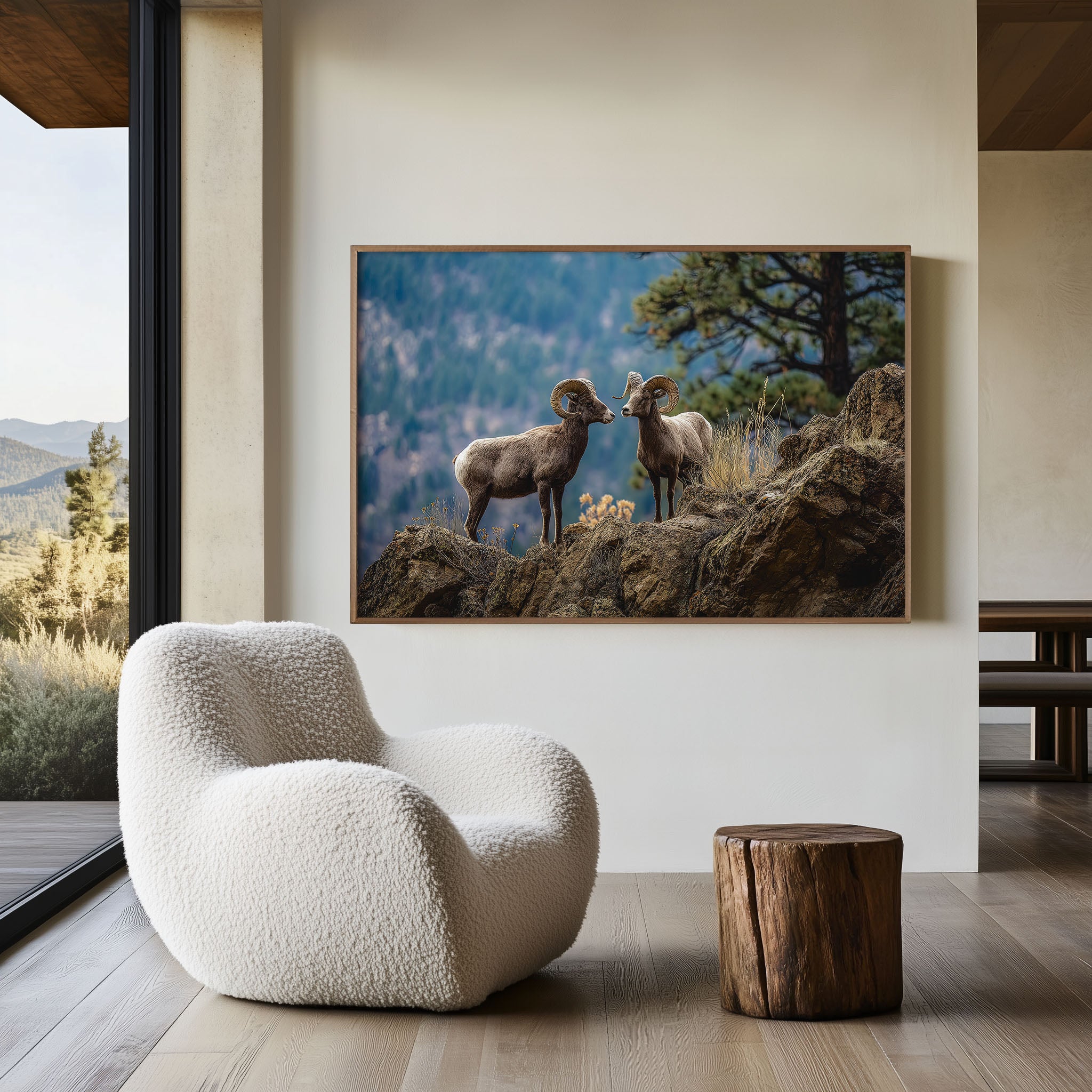 Mountain Rams Wall Art – Rocky Wildlife Photography Print