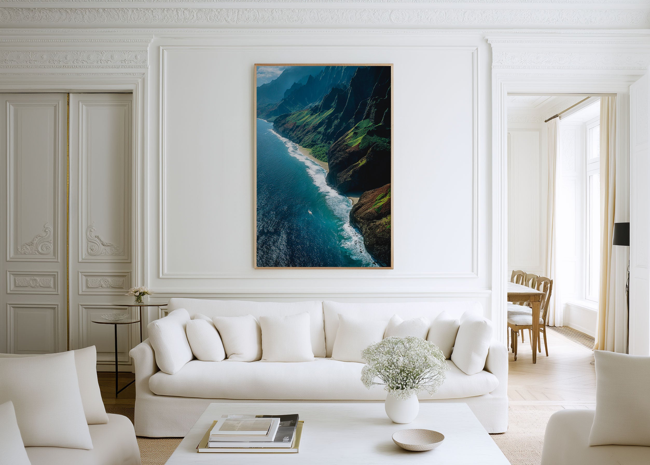 Na Pali Coast Hawaii Wall Art Print | Tropical Ocean Cliff Canvas