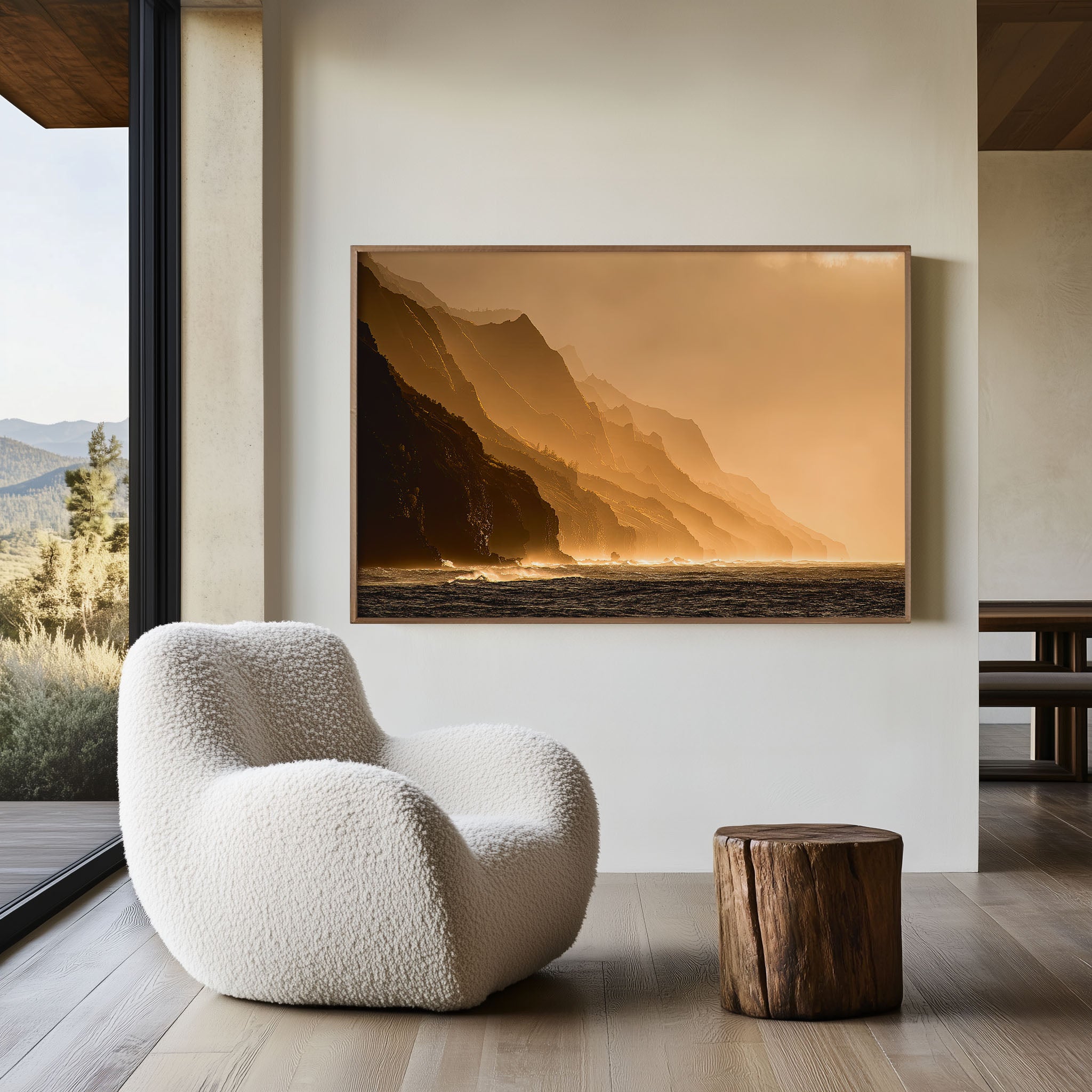 Na Pali Coast Kauai Wall Art | Hawaii Golden Ocean Cliff Print
