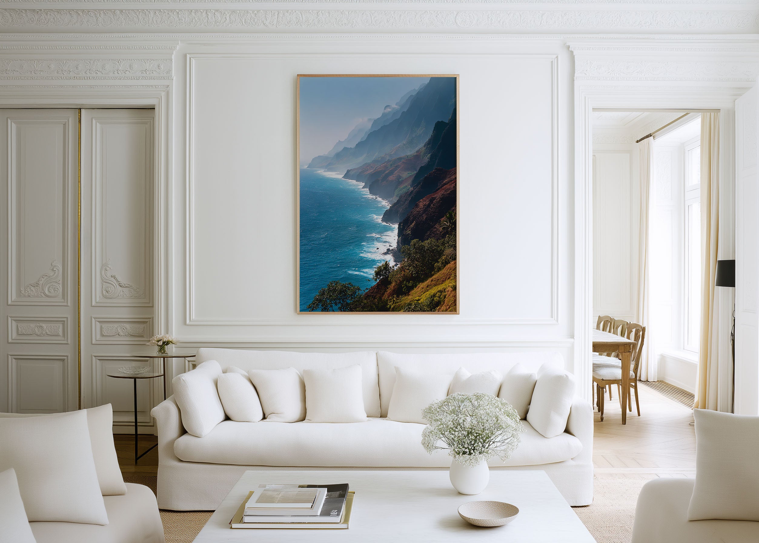 Nā Pali Coast Wall Art Print | Kauai Hawaii Cliffside Photography | Pacific Ocean Landscape Poster | Hawaiian Nature Print | Tropical Coastal Home Decor