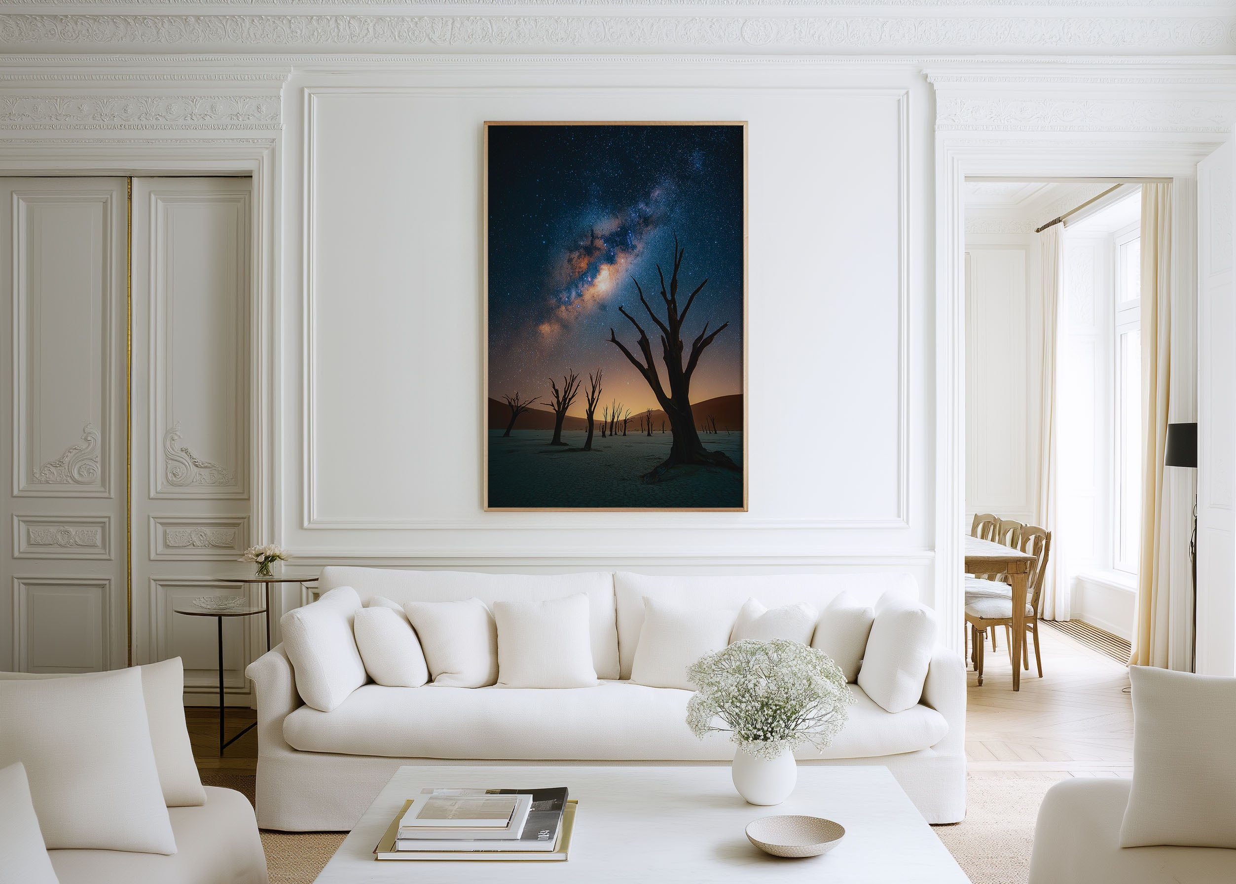 Namib Desert Dead Trees Milky Way Night Sky Deadvlei Namibia Wall Art Print | Africa Astrophotography Poster | Desert Night Nature Decor